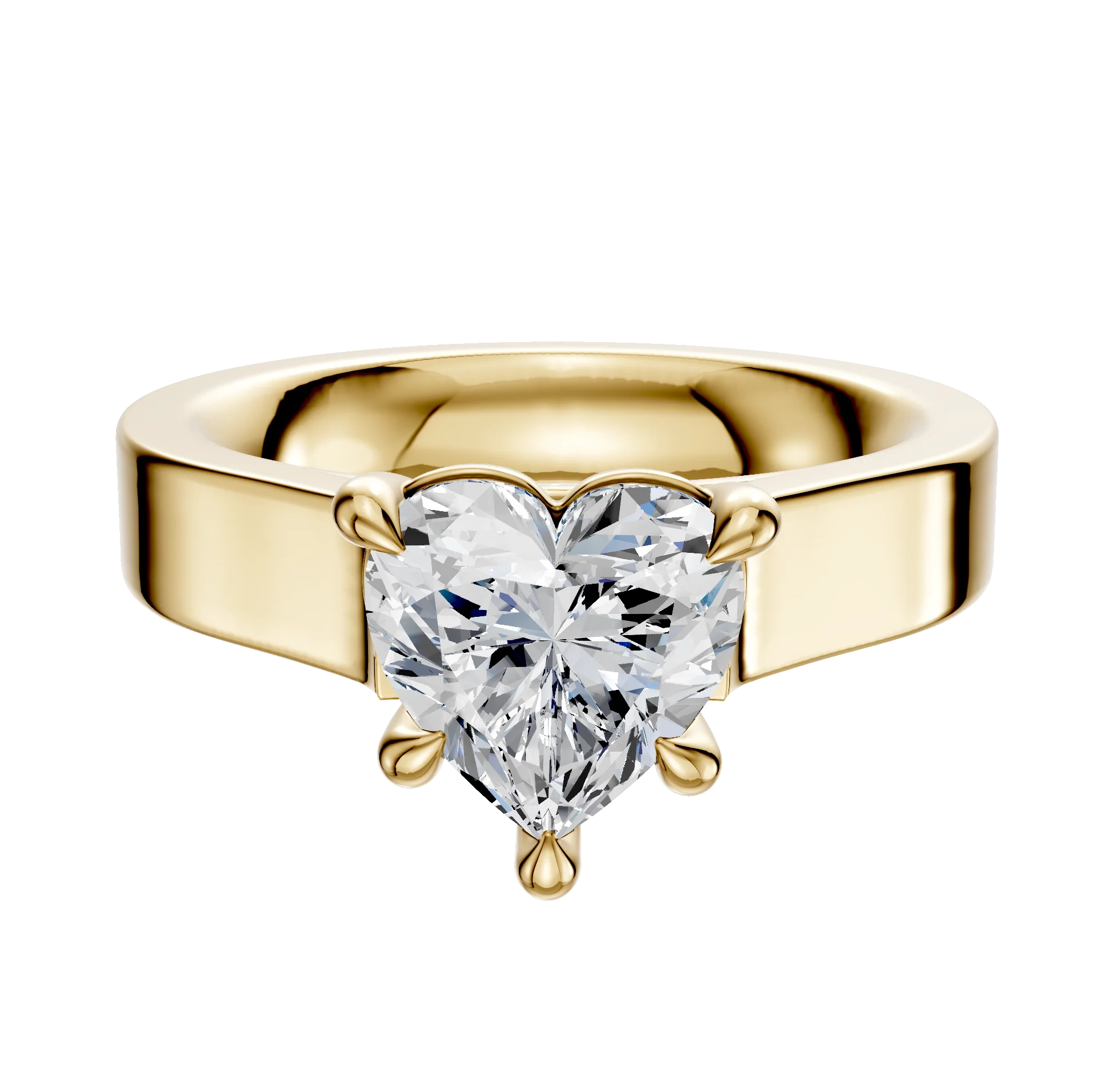 14K Yellow Gold 4 Prong Basket Cathedral Flat 4.0mm Engagement Ring