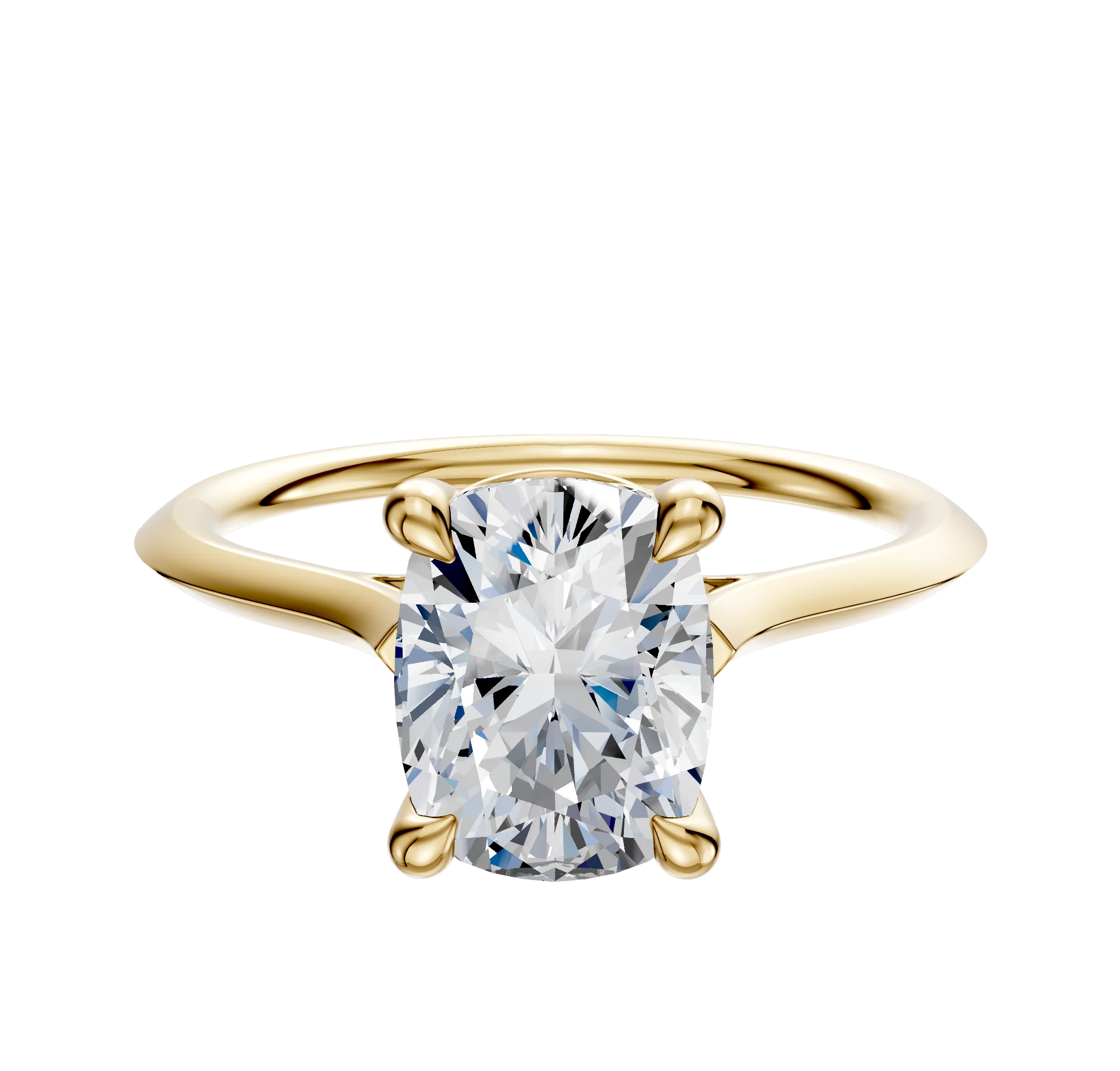 14K Yellow Gold 4 Prong Basket Cathedral Knife Edge 1.5mm Engagement Ring