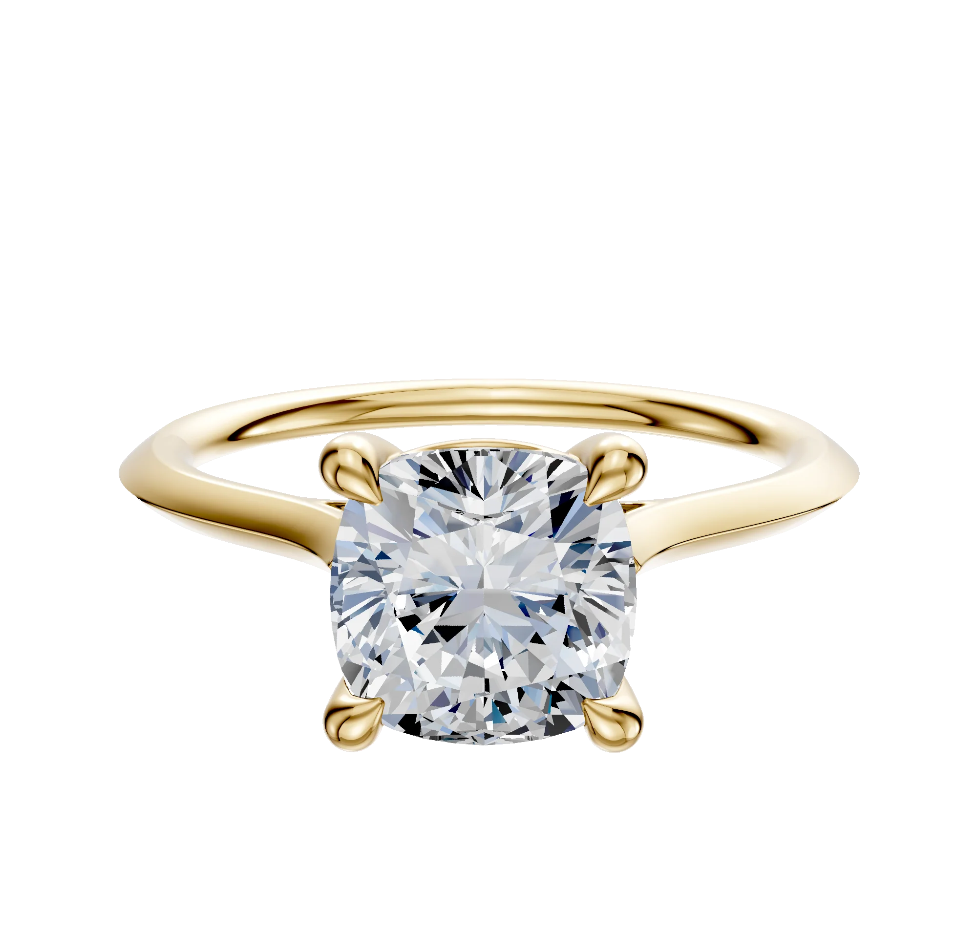 14K Yellow Gold 4 Prong Basket Cathedral Knife Edge 1.5mm Engagement Ring