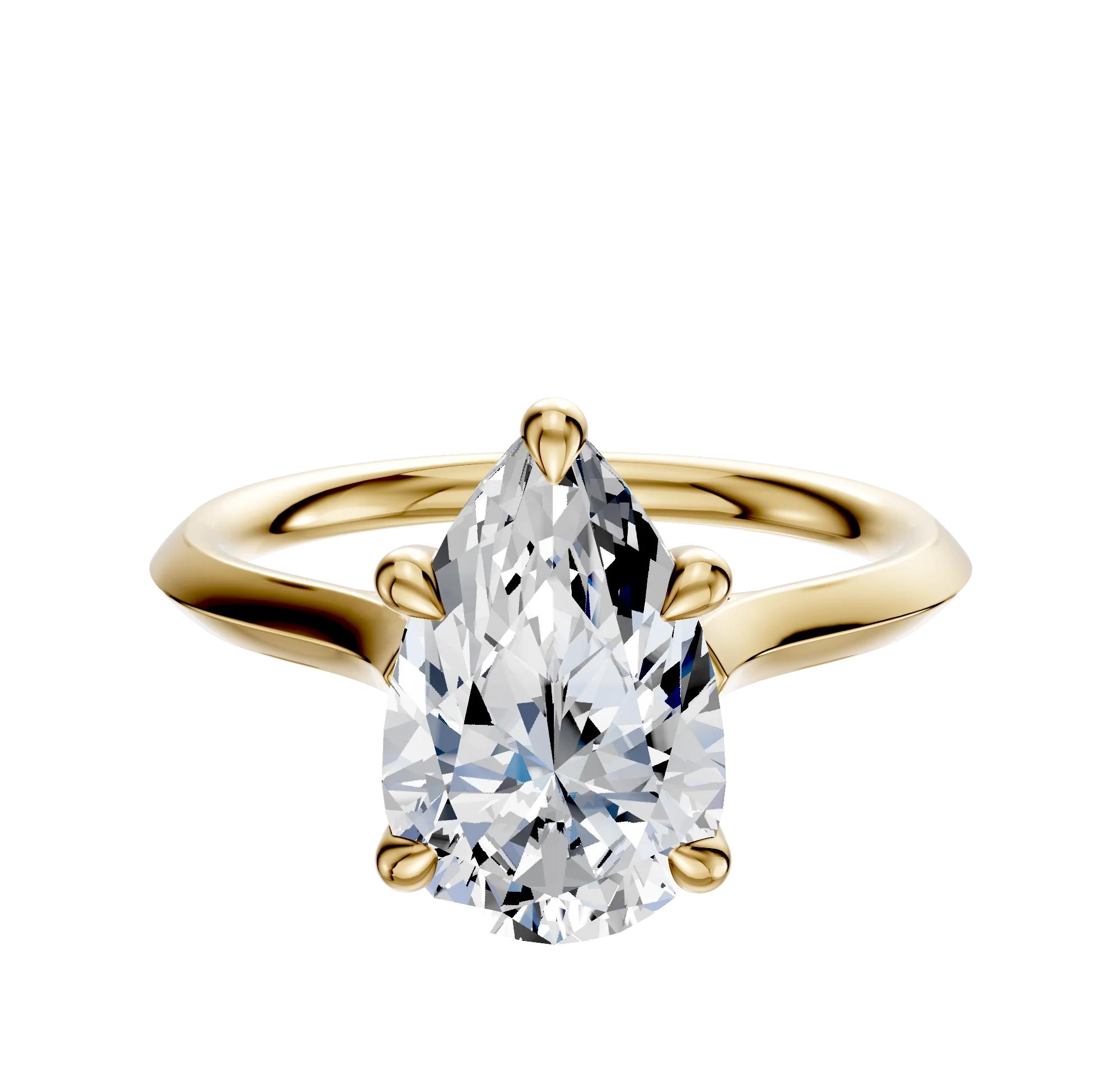 14K Yellow Gold 4 Prong Basket Cathedral Knife Edge 2.0mm Engagement Ring