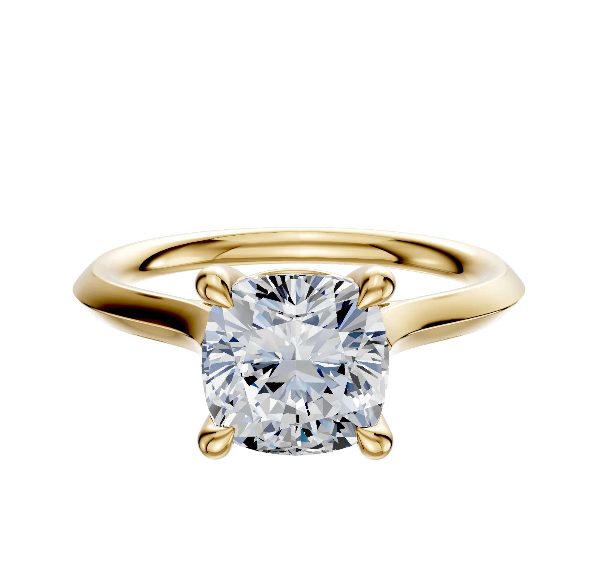 14K Yellow Gold 4 Prong Basket Cathedral Knife Edge 2.0mm Engagement Ring
