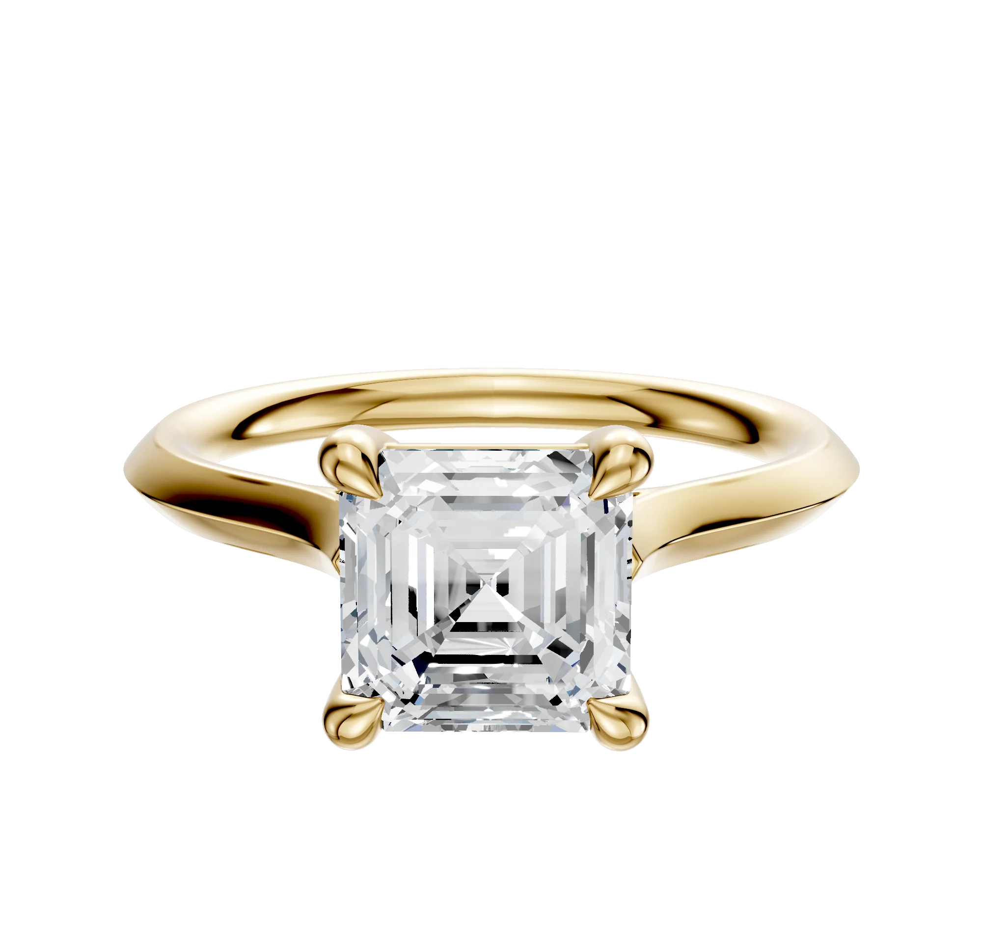 14K Yellow Gold 4 Prong Basket Cathedral Knife Edge 2.0mm Engagement Ring