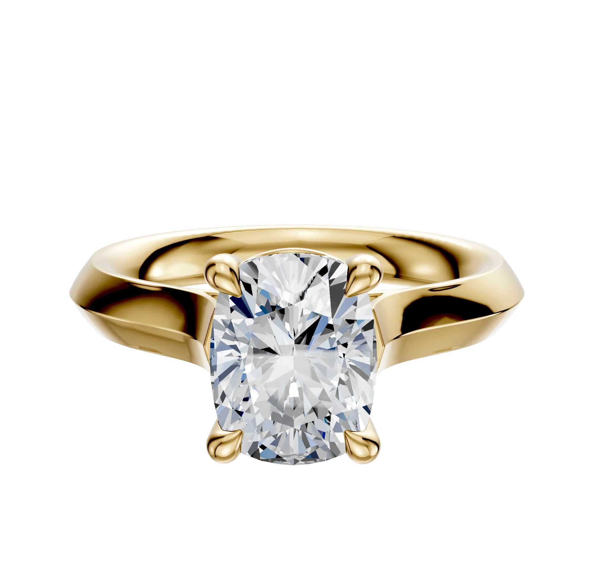 14K Yellow Gold 4 Prong Basket Cathedral Knife Edge 3.0mm Engagement Ring