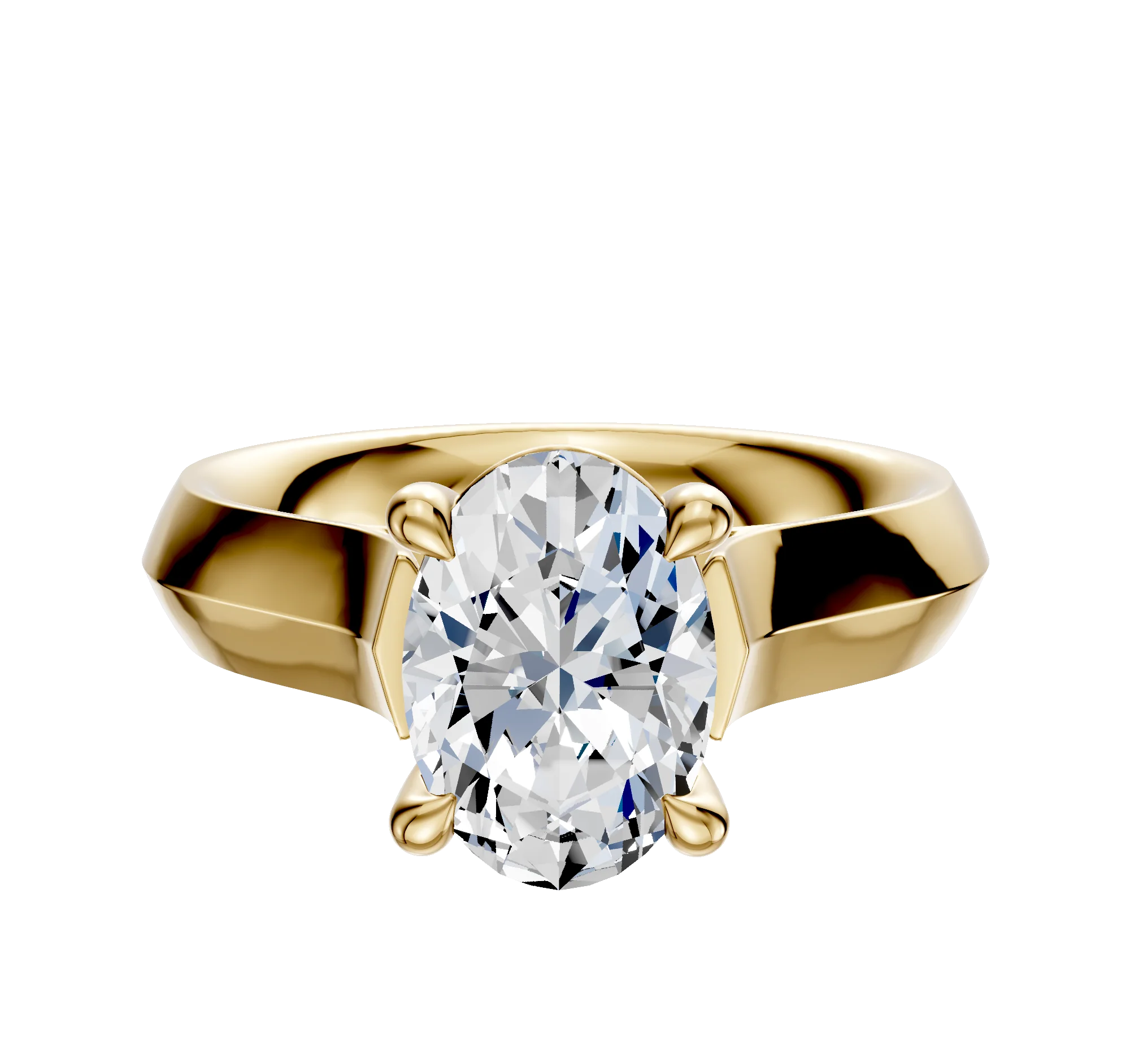 14K Yellow Gold 4 Prong Basket Cathedral Knife Edge 4.0mm Engagement Ring