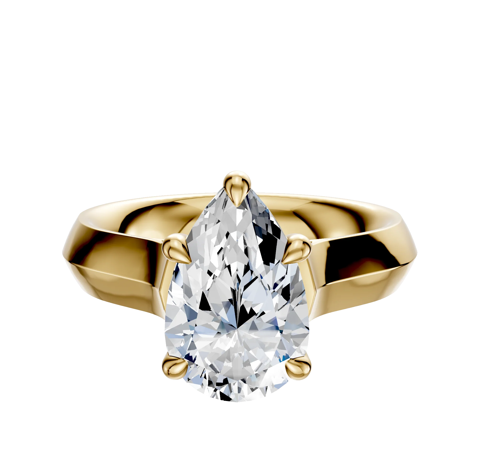 14K Yellow Gold 4 Prong Basket Cathedral Knife Edge 4.0mm Engagement Ring