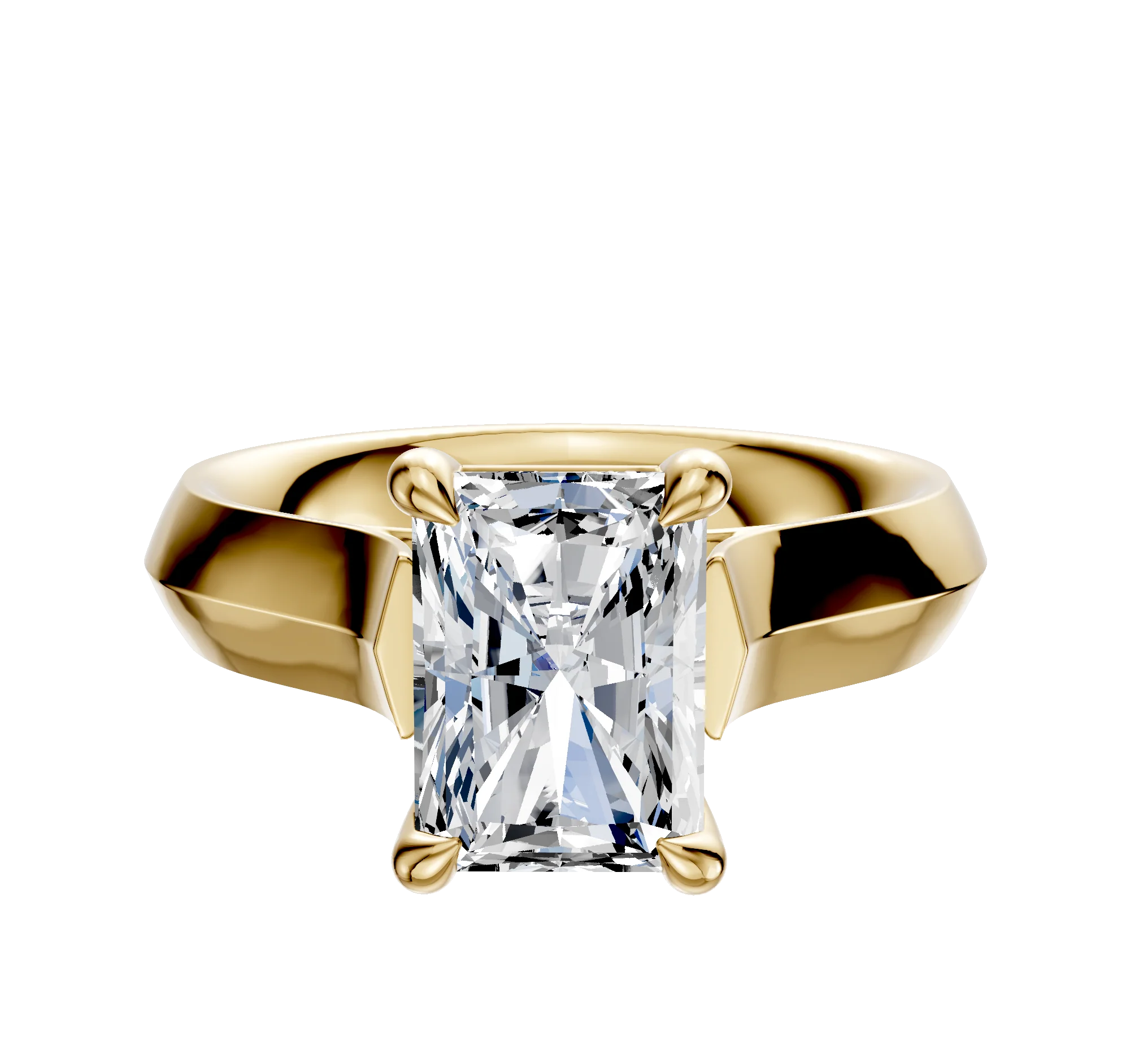 14K Yellow Gold 4 Prong Basket Cathedral Knife Edge 4.0mm Engagement Ring