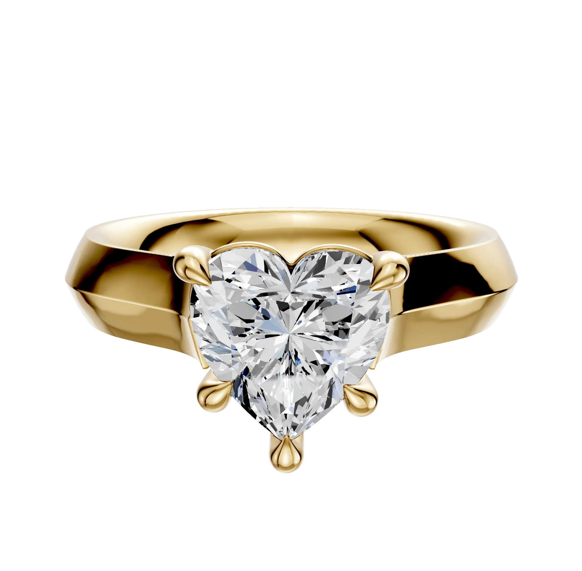 14K Yellow Gold 4 Prong Basket Cathedral Knife Edge 4.0mm Engagement Ring