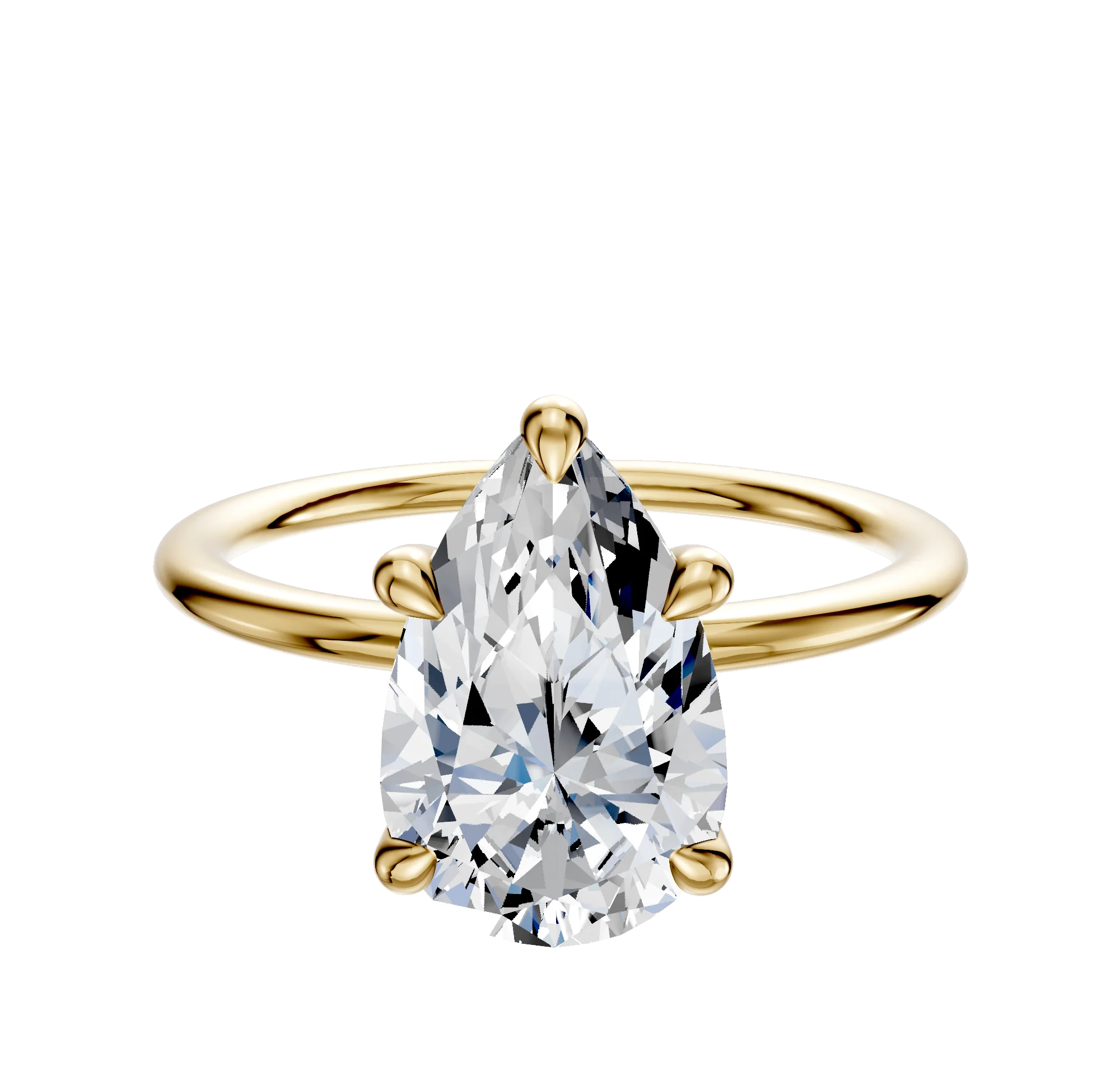 14K Yellow Gold 4 Prong Basket Classic Dome 1.5mm Engagement Ring