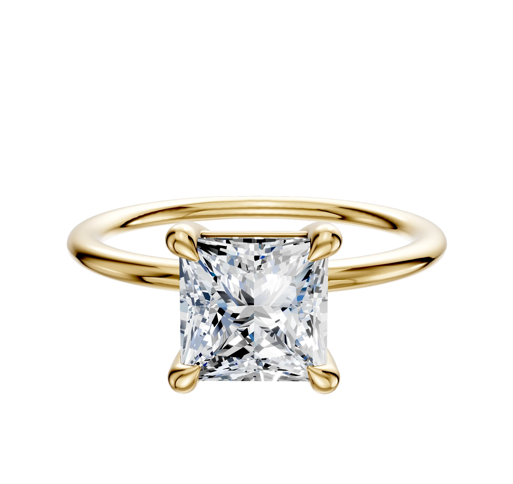 14K Yellow Gold 4 Prong Basket Classic Dome 1.5mm Engagement Ring