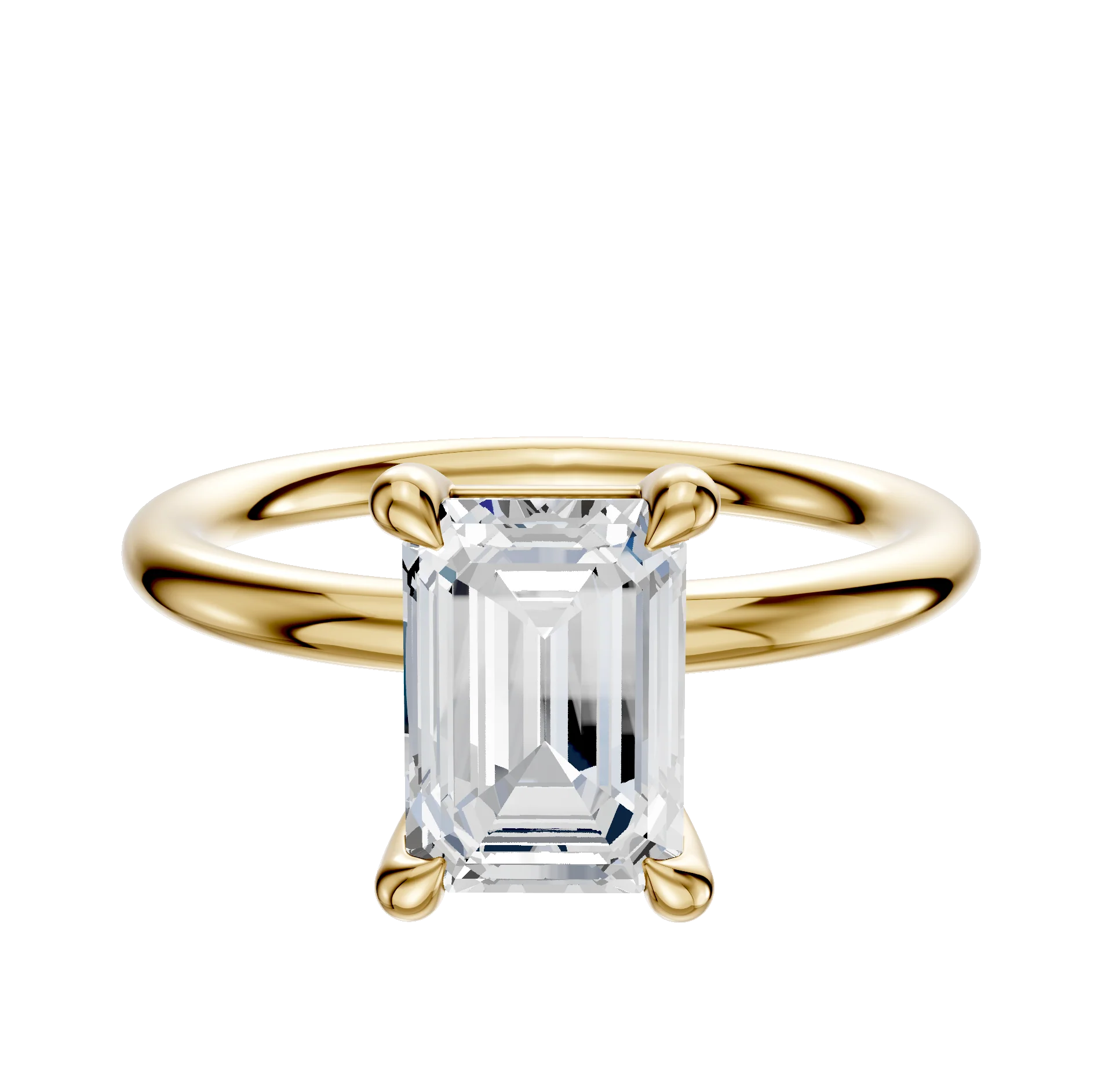 14K Yellow Gold 4 Prong Basket Classic Dome 2.0mm Engagement Ring
