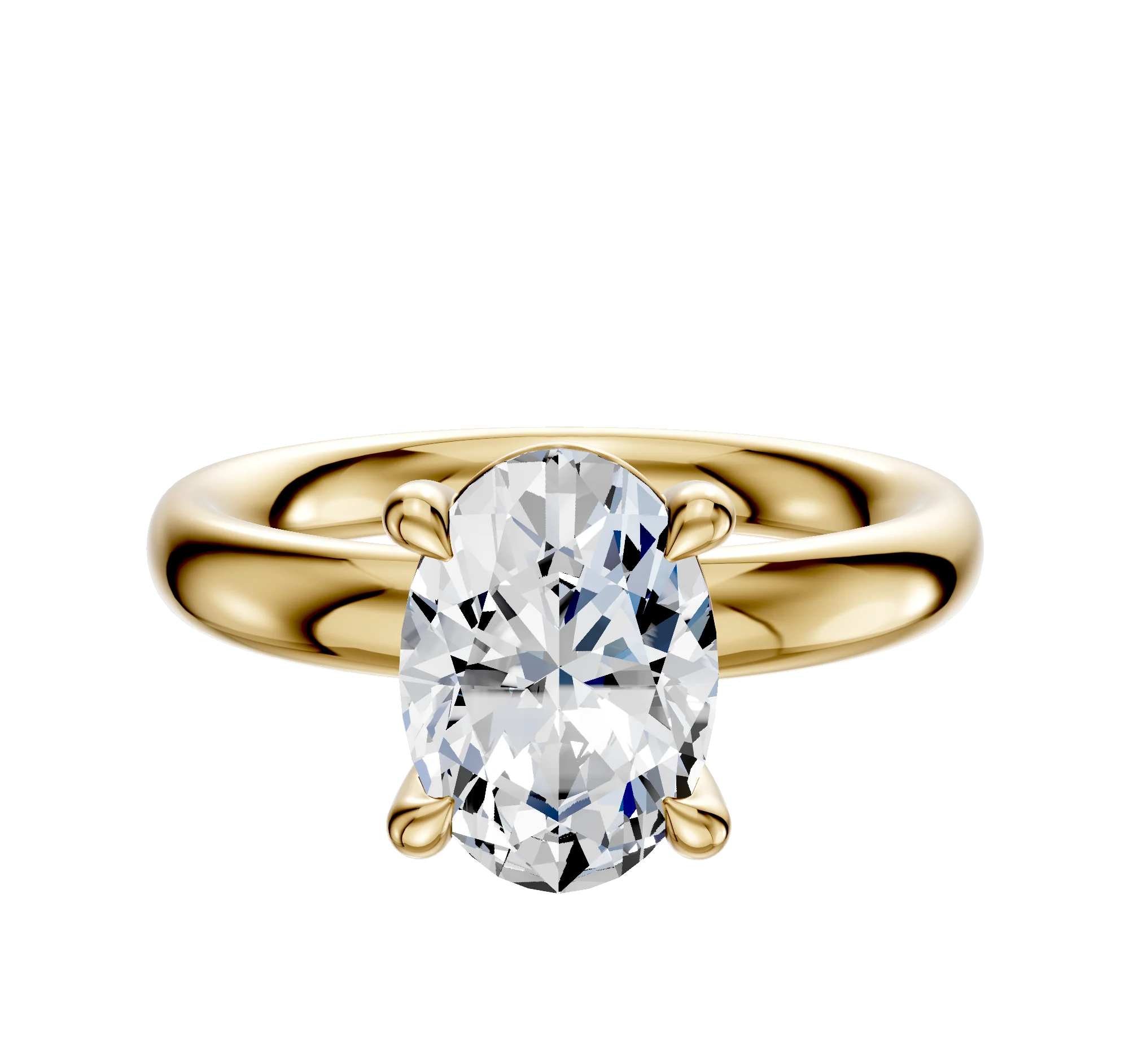 14K Yellow Gold 4 Prong Basket Classic Dome 3.0mm Engagement Ring