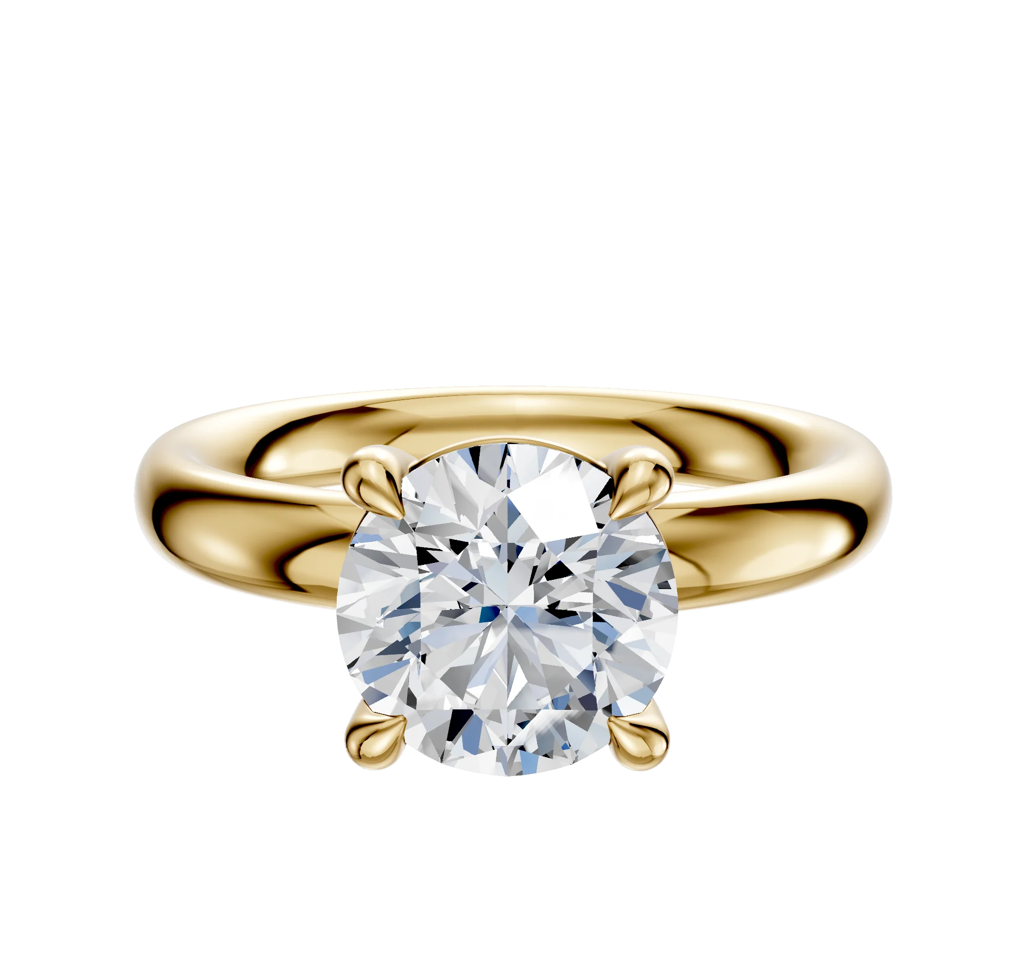 14K Yellow Gold 4 Prong Basket Classic Dome 3.0mm Engagement Ring