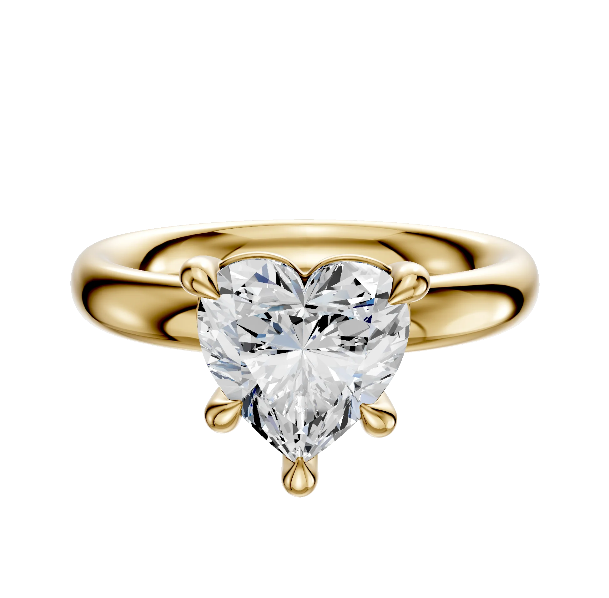 14K Yellow Gold 4 Prong Basket Classic Dome 3.0mm Engagement Ring