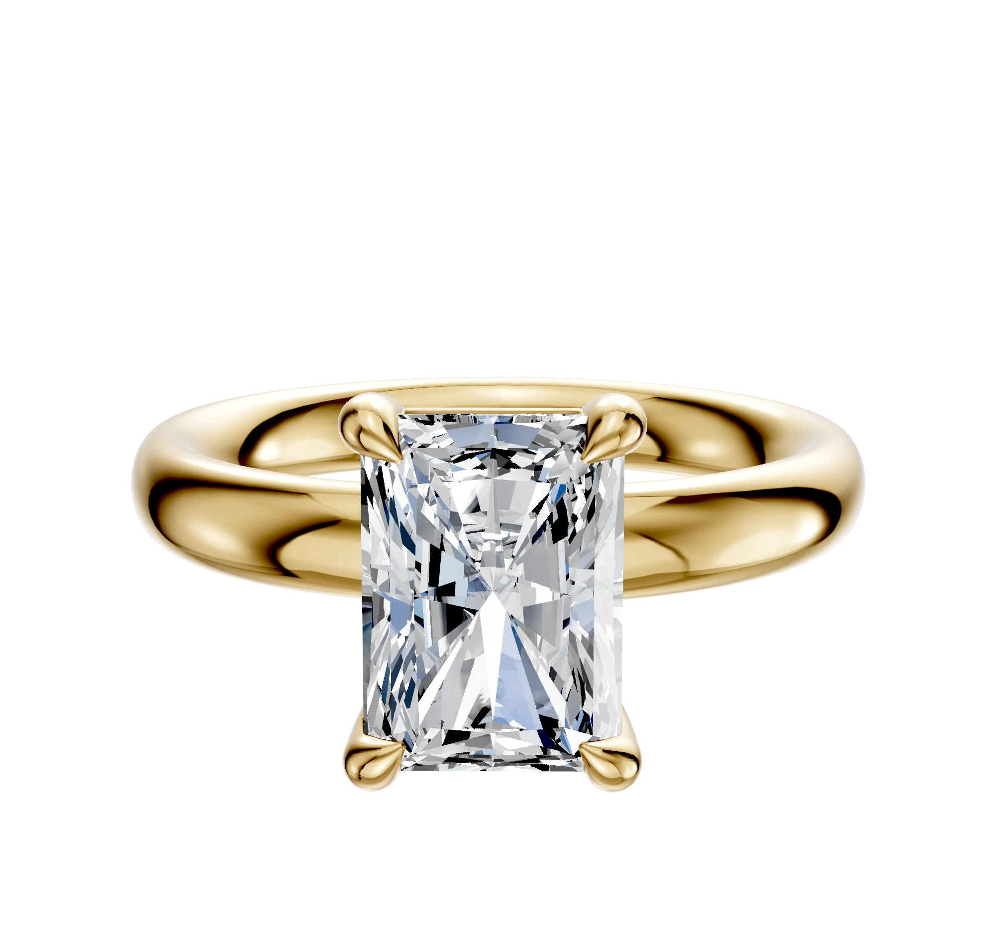 14K Yellow Gold 4 Prong Basket Classic Dome 3.0mm Engagement Ring