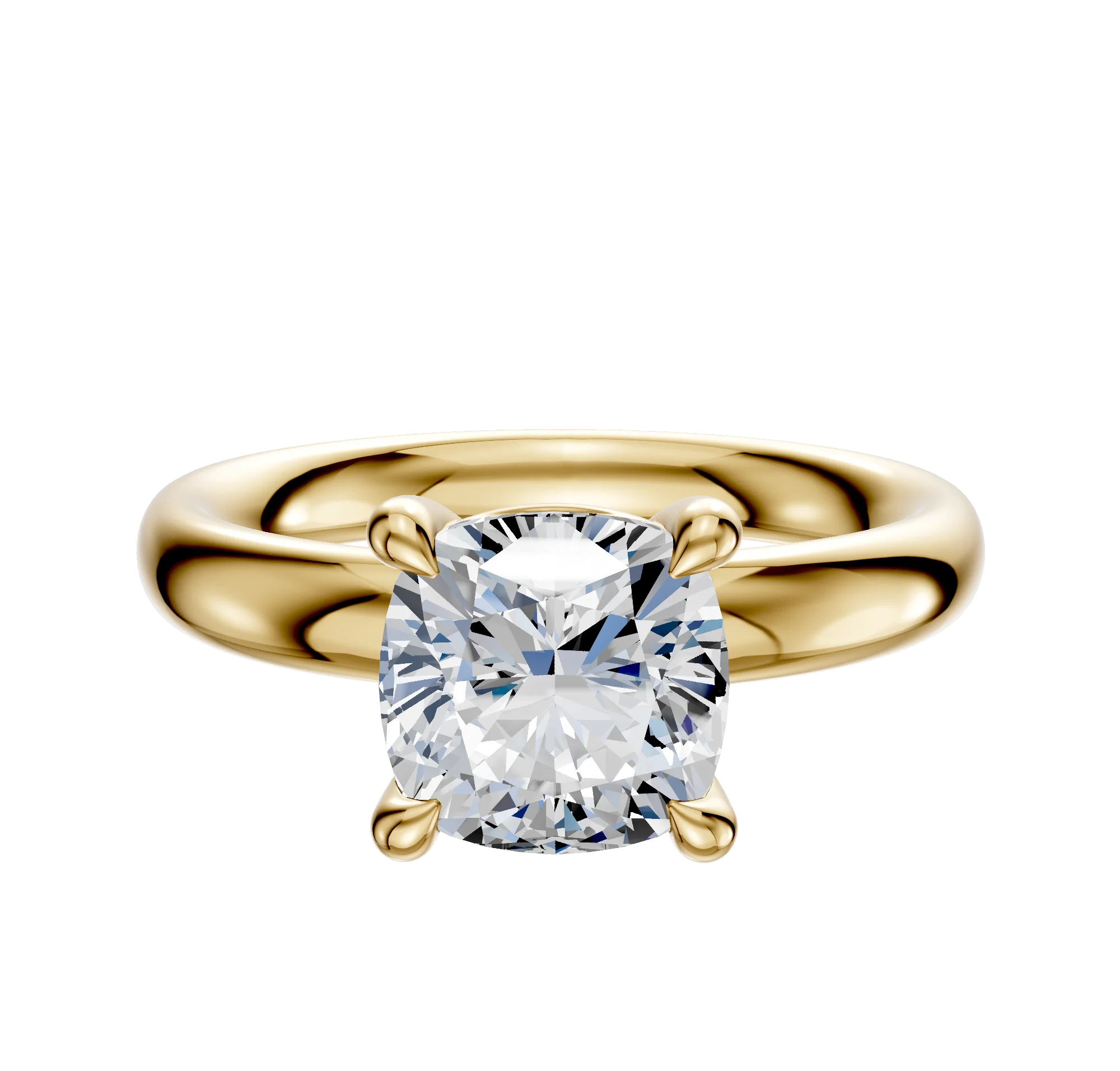 14K Yellow Gold 4 Prong Basket Classic Dome 3.0mm Engagement Ring