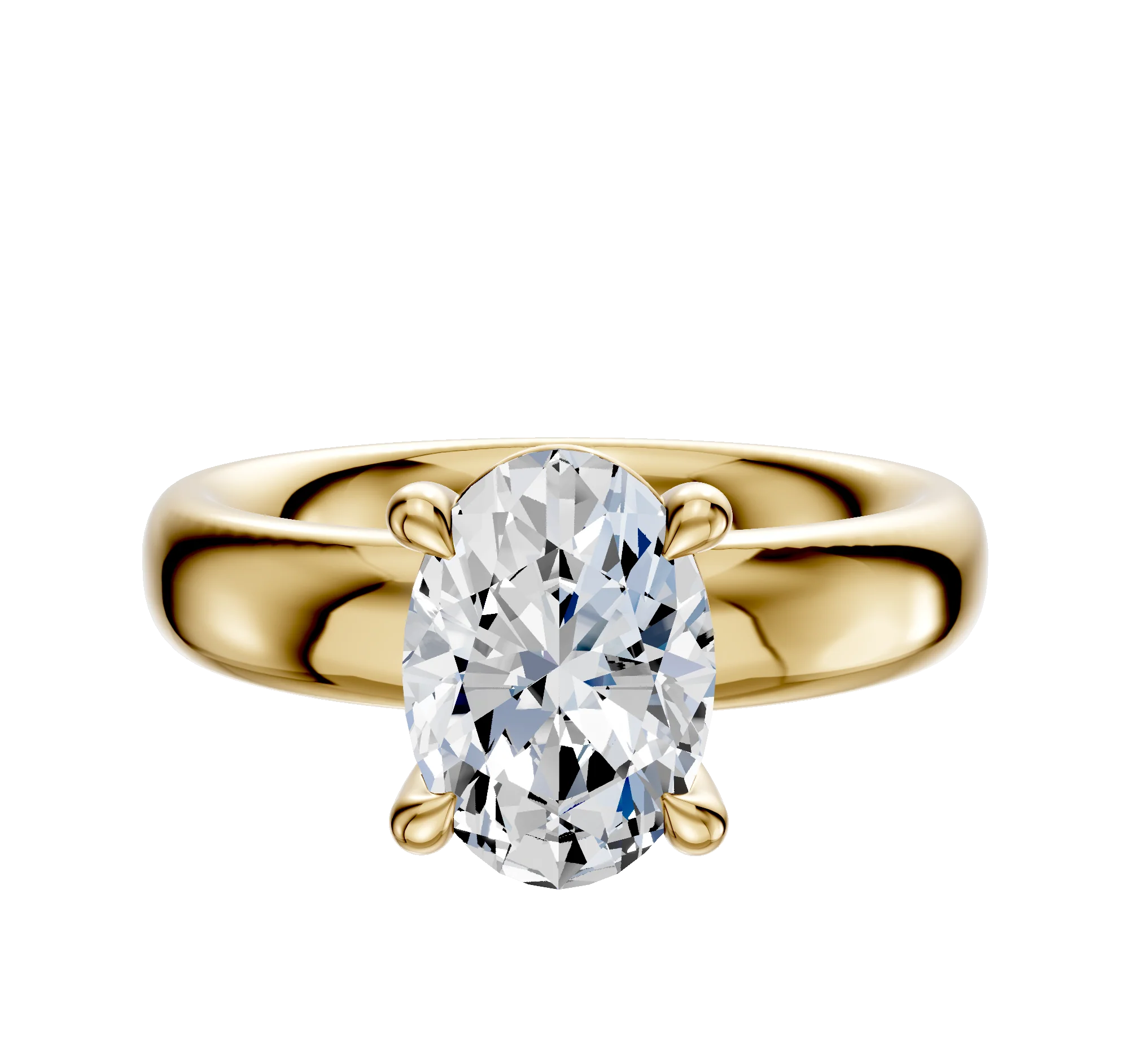 14K Yellow Gold 4 Prong Basket Classic Dome 4.0mm Engagement Ring