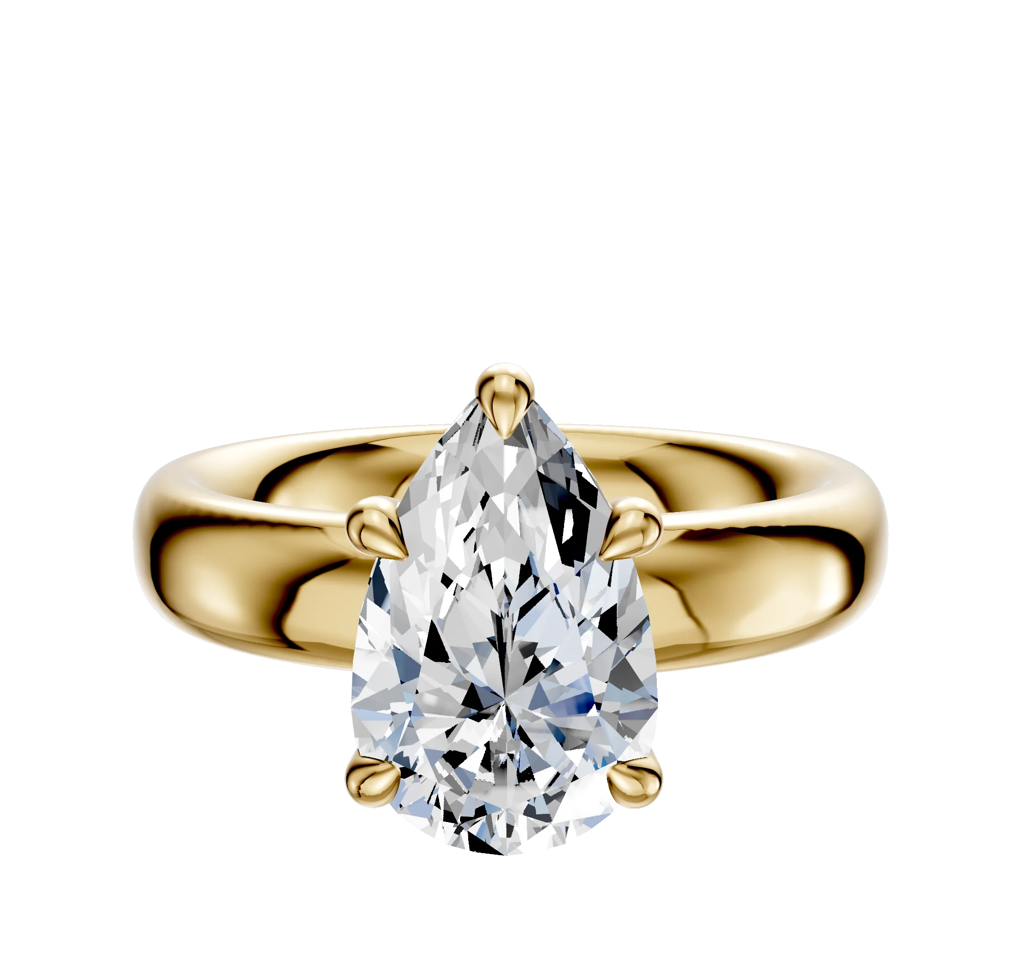 14K Yellow Gold 4 Prong Basket Classic Dome 4.0mm Engagement Ring