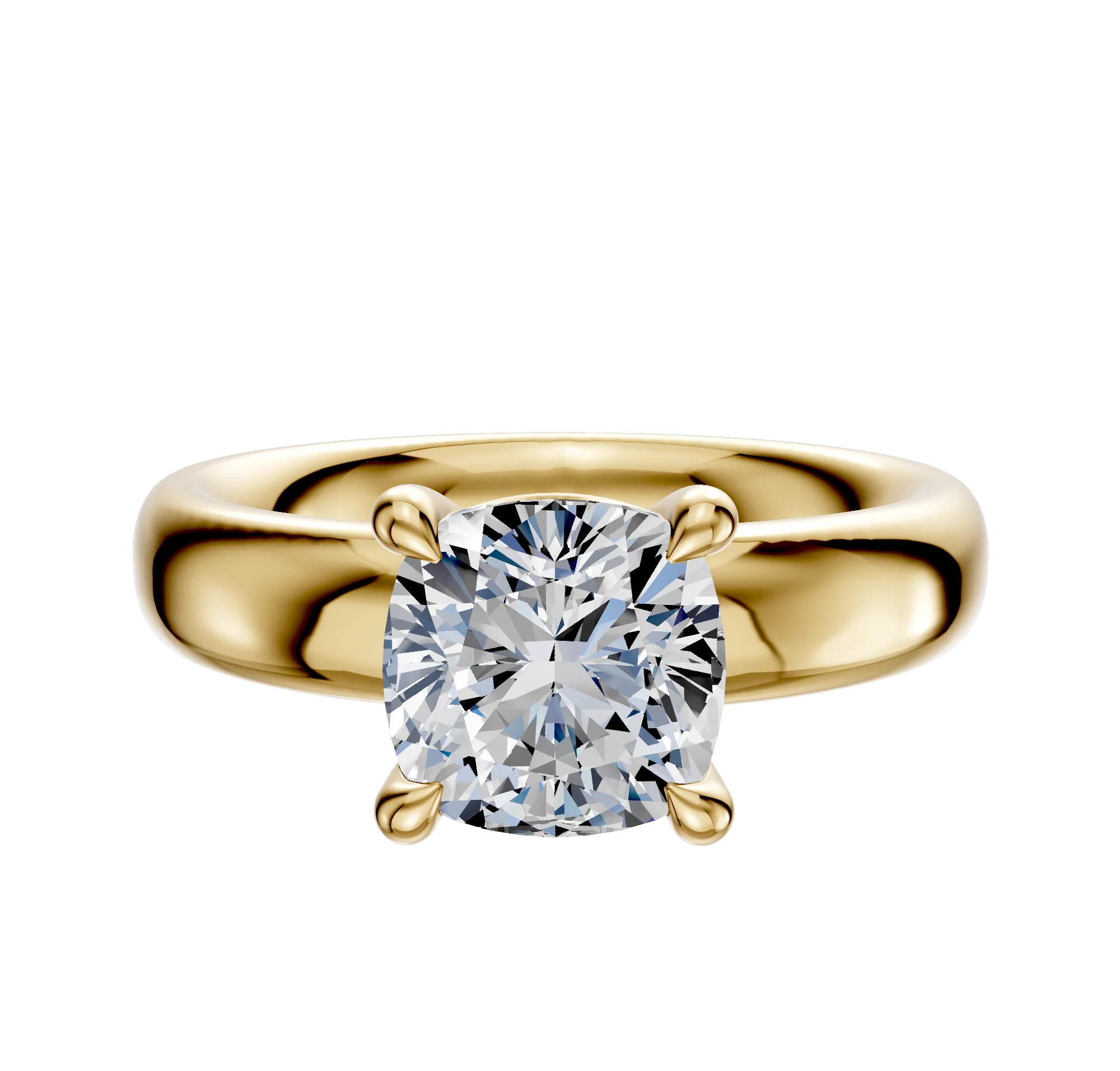 14K Yellow Gold 4 Prong Basket Classic Dome 4.0mm Engagement Ring