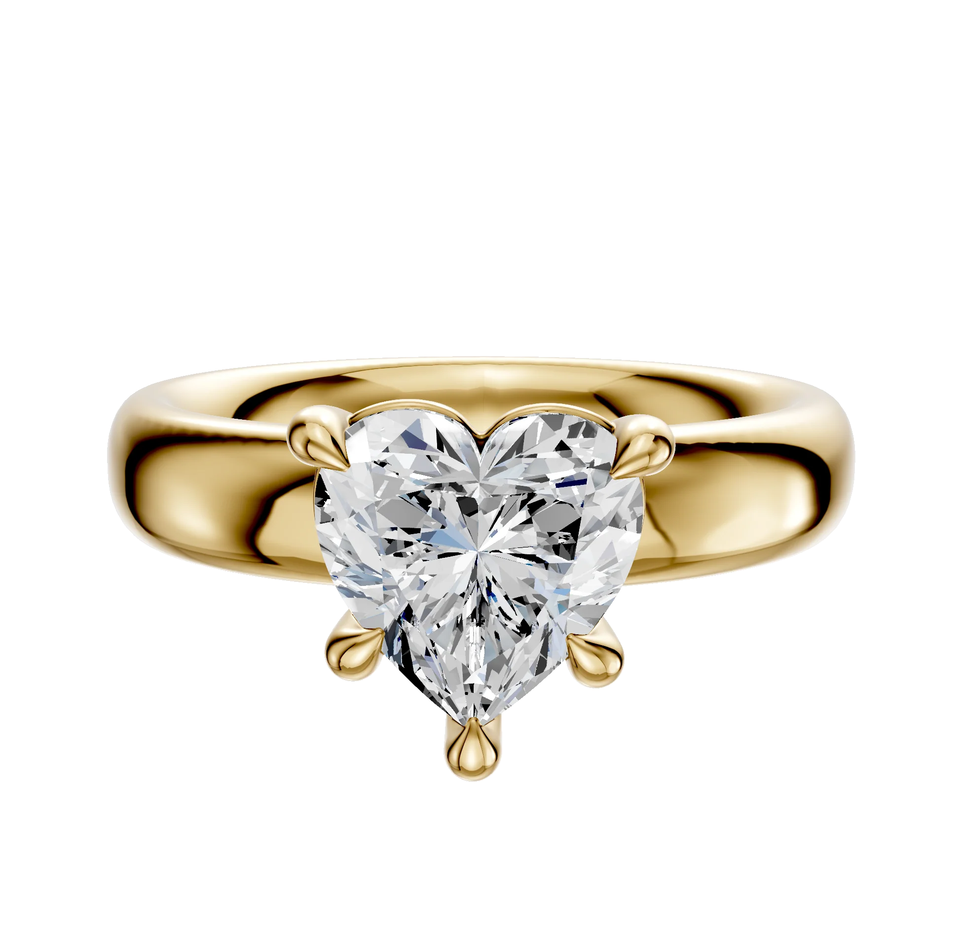 14K Yellow Gold 4 Prong Basket Classic Dome 4.0mm Engagement Ring