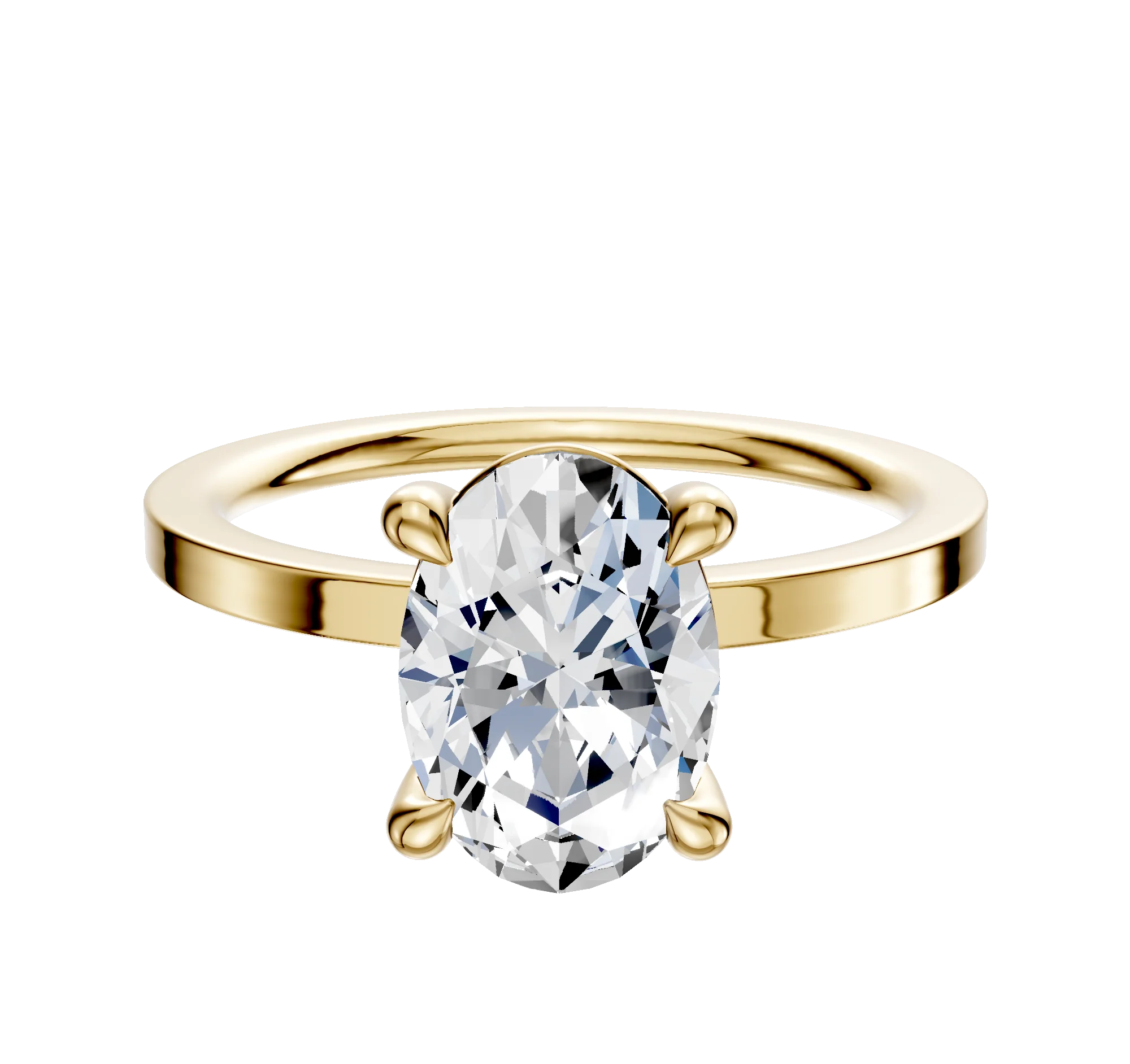14K Yellow Gold 4 Prong Basket Classic Flat 1.5mm Engagement Ring