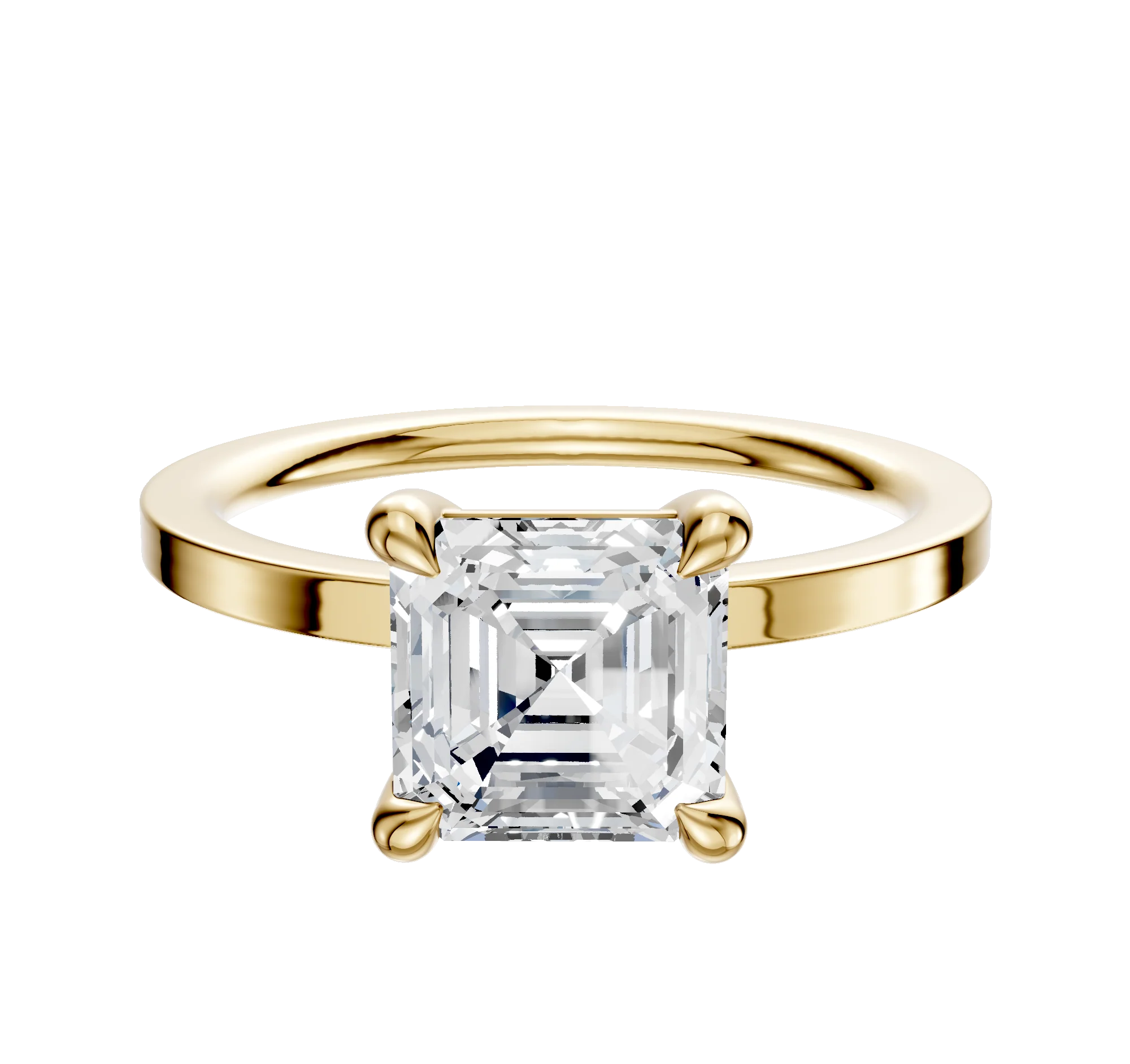 14K Yellow Gold 4 Prong Basket Classic Flat 1.5mm Engagement Ring