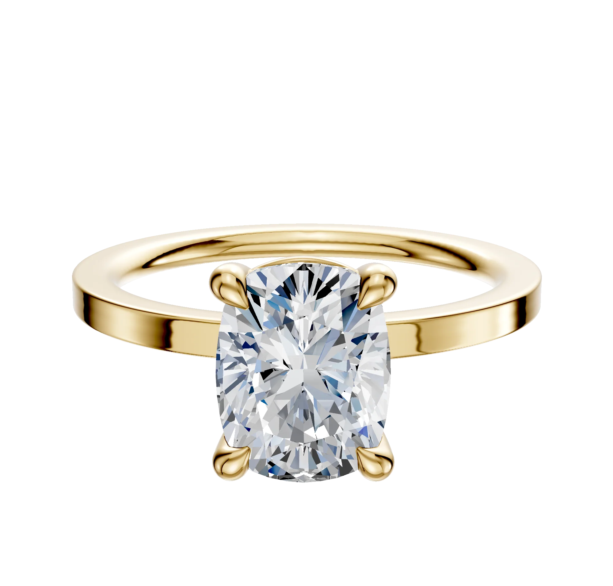 14K Yellow Gold 4 Prong Basket Classic Flat 1.5mm Engagement Ring