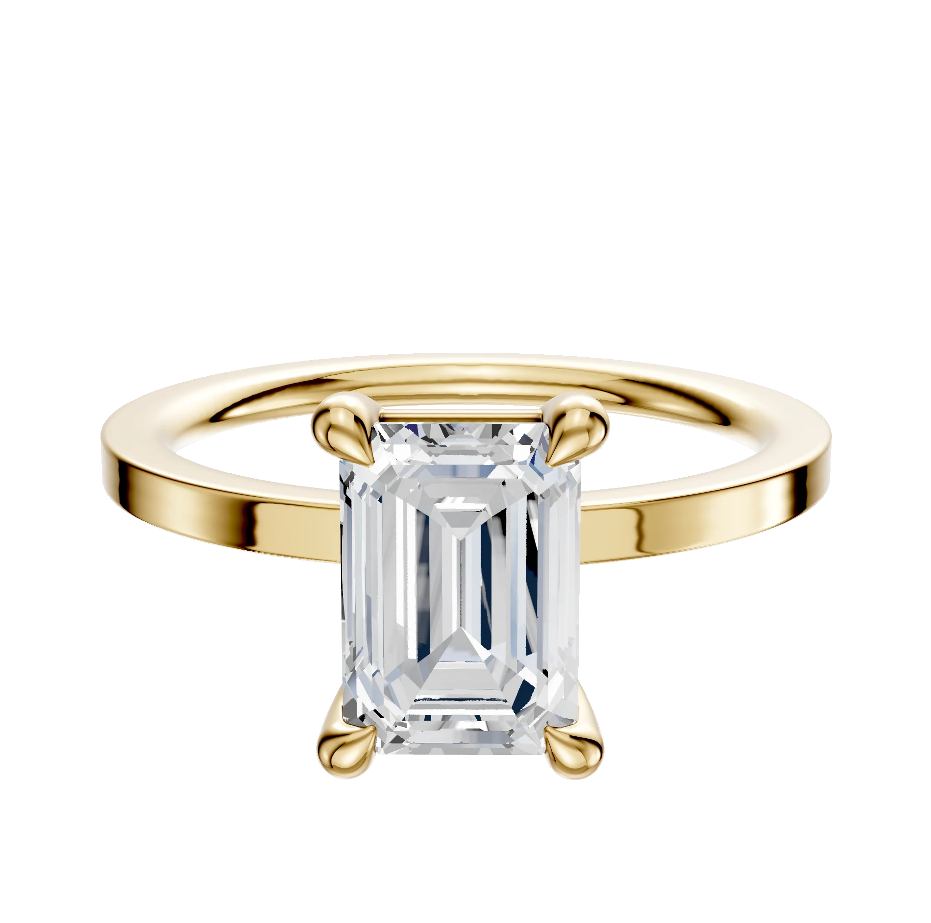 14K Yellow Gold 4 Prong Basket Classic Flat 1.5mm Engagement Ring