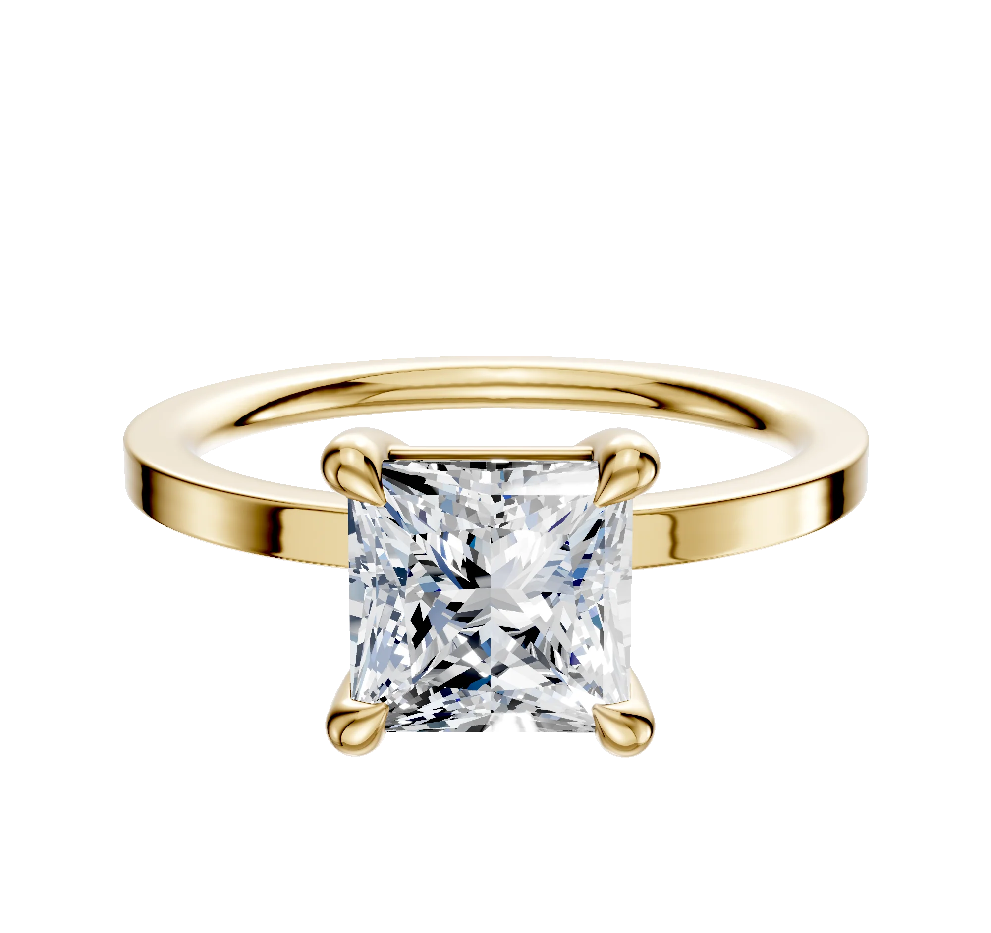 14K Yellow Gold 4 Prong Basket Classic Flat 1.5mm Engagement Ring