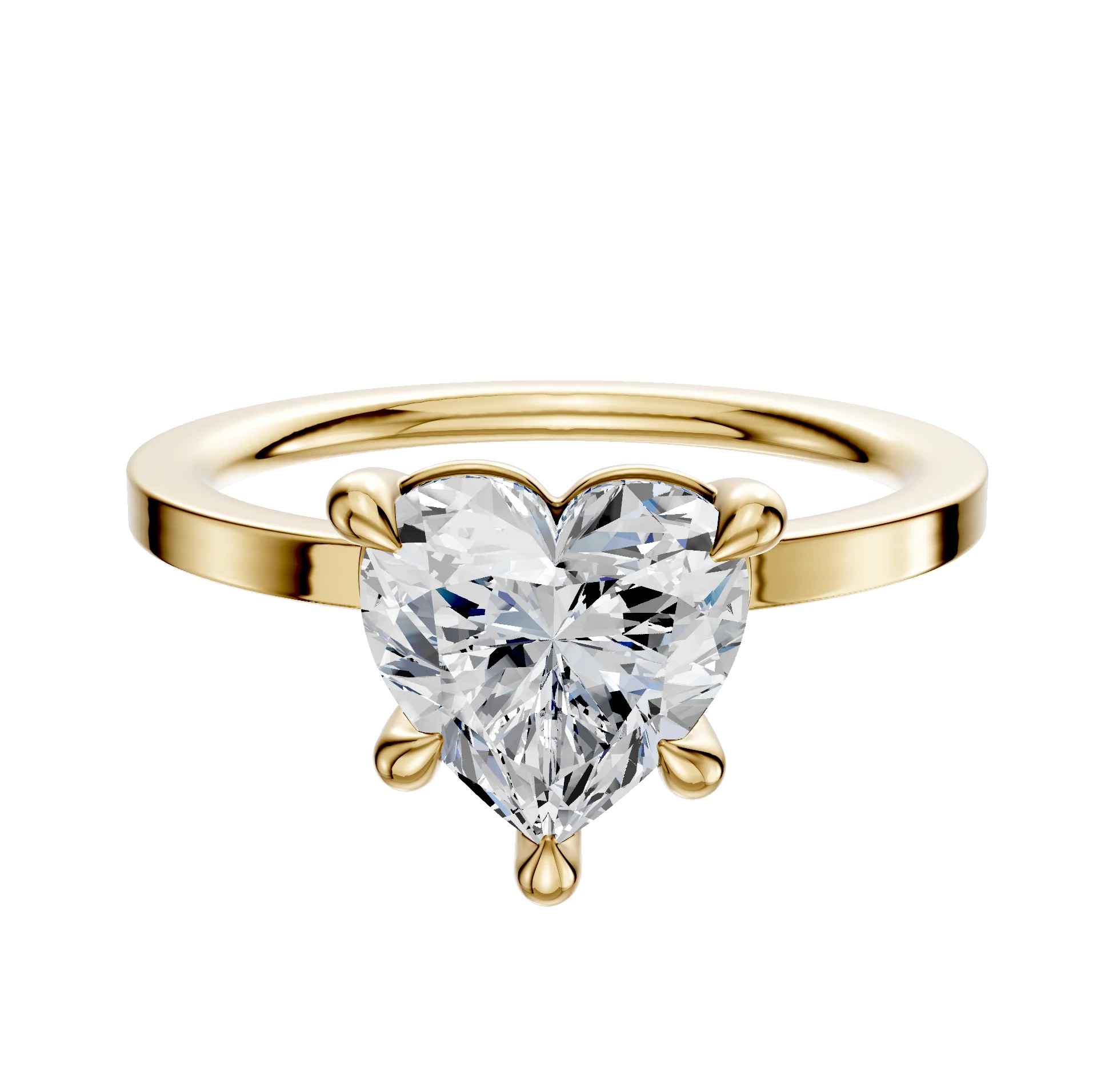 14K Yellow Gold 4 Prong Basket Classic Flat 1.5mm Engagement Ring