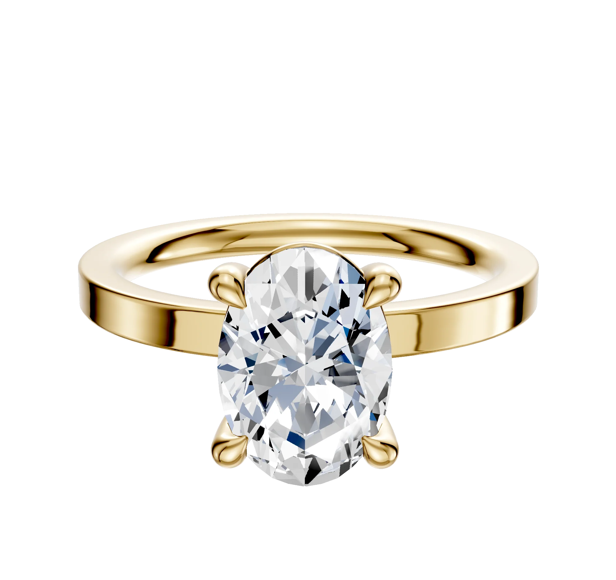 14K Yellow Gold 4 Prong Basket Classic Flat 2.0mm Engagement Ring