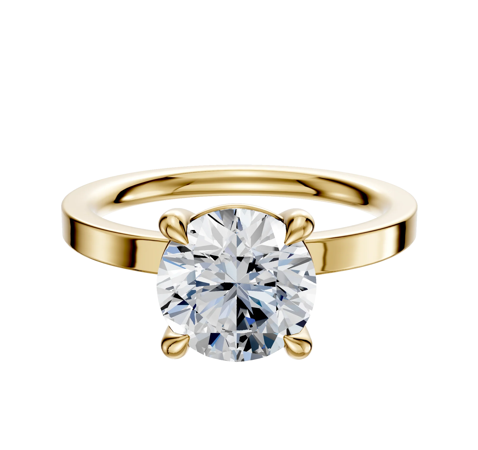 14K Yellow Gold 4 Prong Basket Classic Flat 2.0mm Engagement Ring