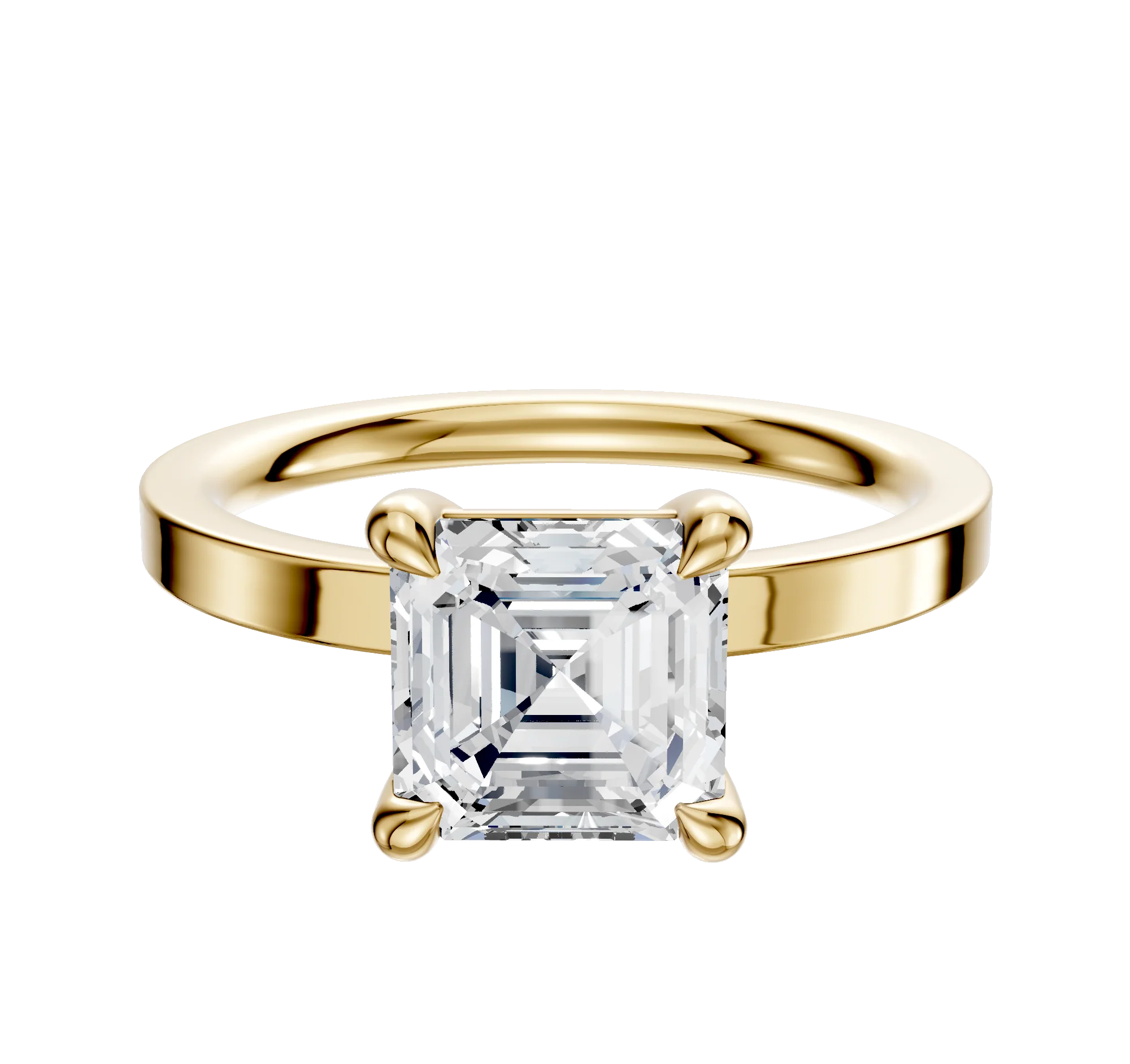 14K Yellow Gold 4 Prong Basket Classic Flat 2.0mm Engagement Ring