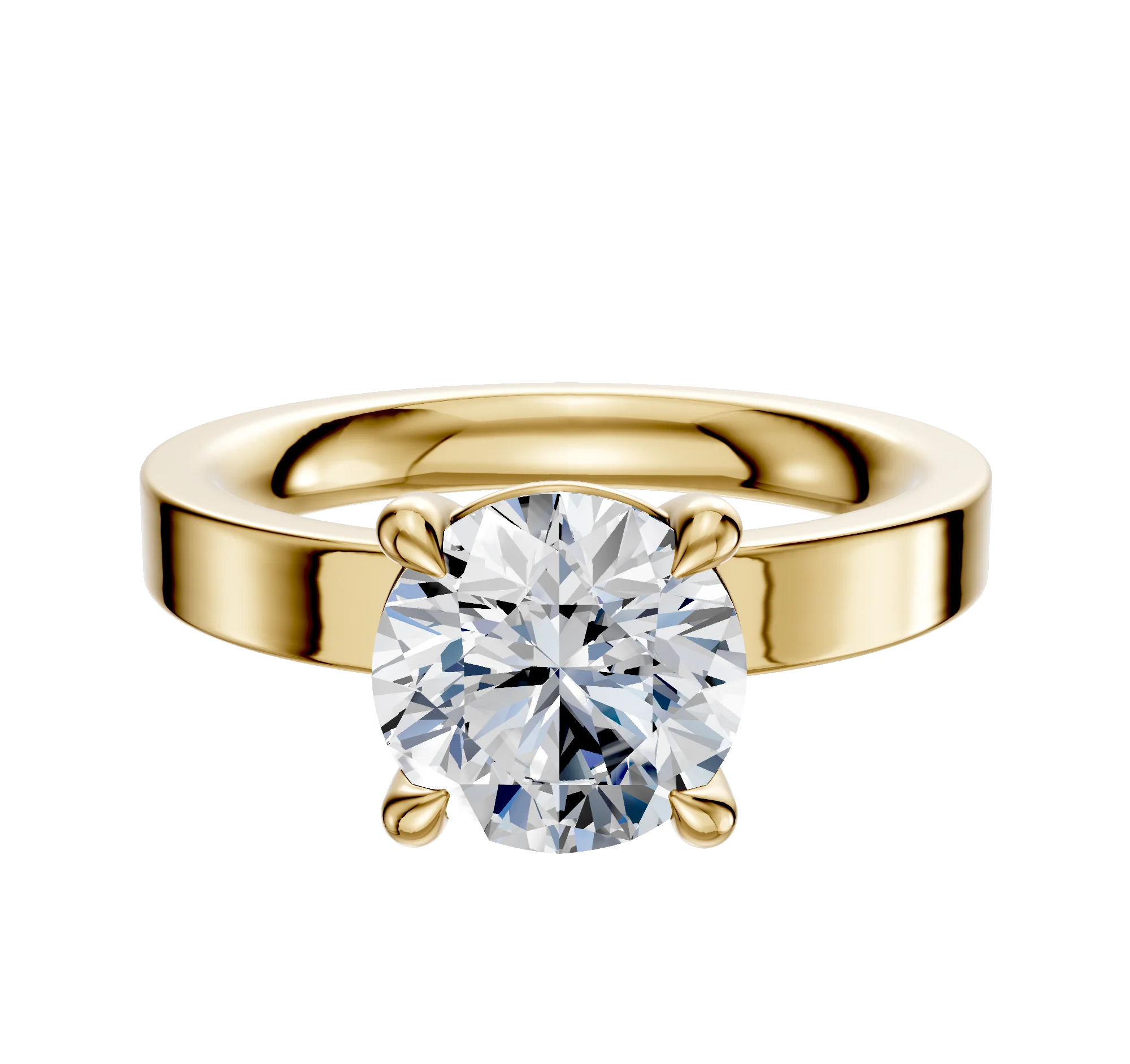 14K Yellow Gold 4 Prong Basket Classic Flat 3.0mm Engagement Ring