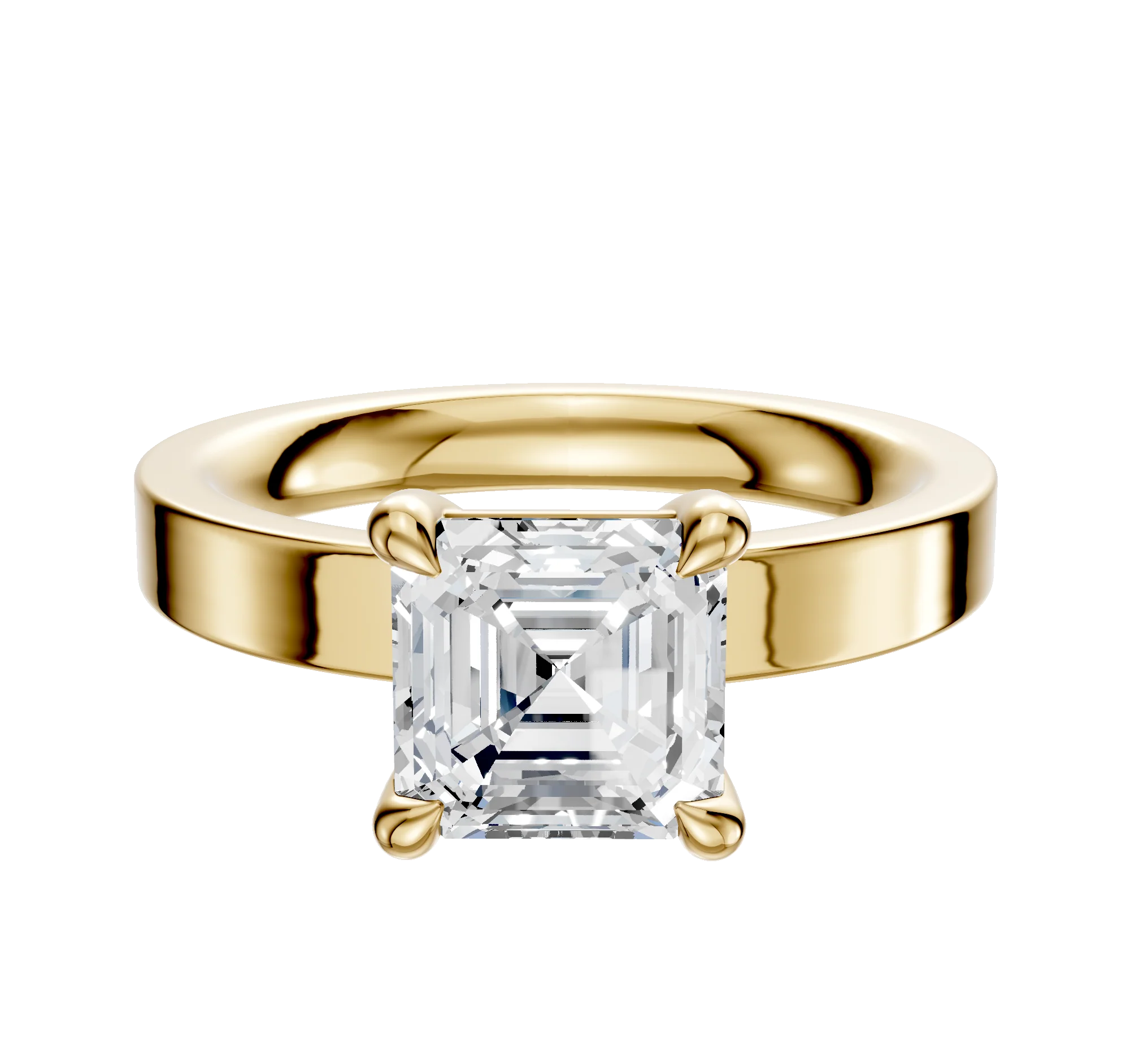 14K Yellow Gold 4 Prong Basket Classic Flat 3.0mm Engagement Ring