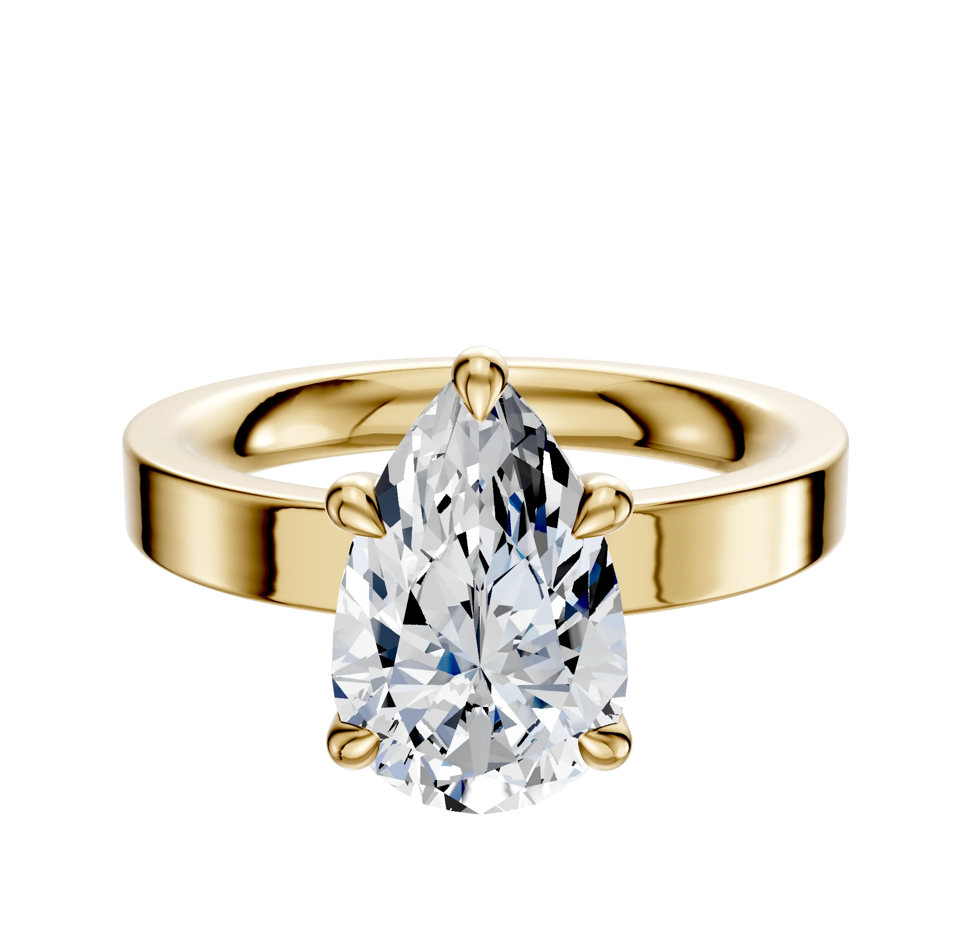14K Yellow Gold 4 Prong Basket Classic Flat 3.0mm Engagement Ring
