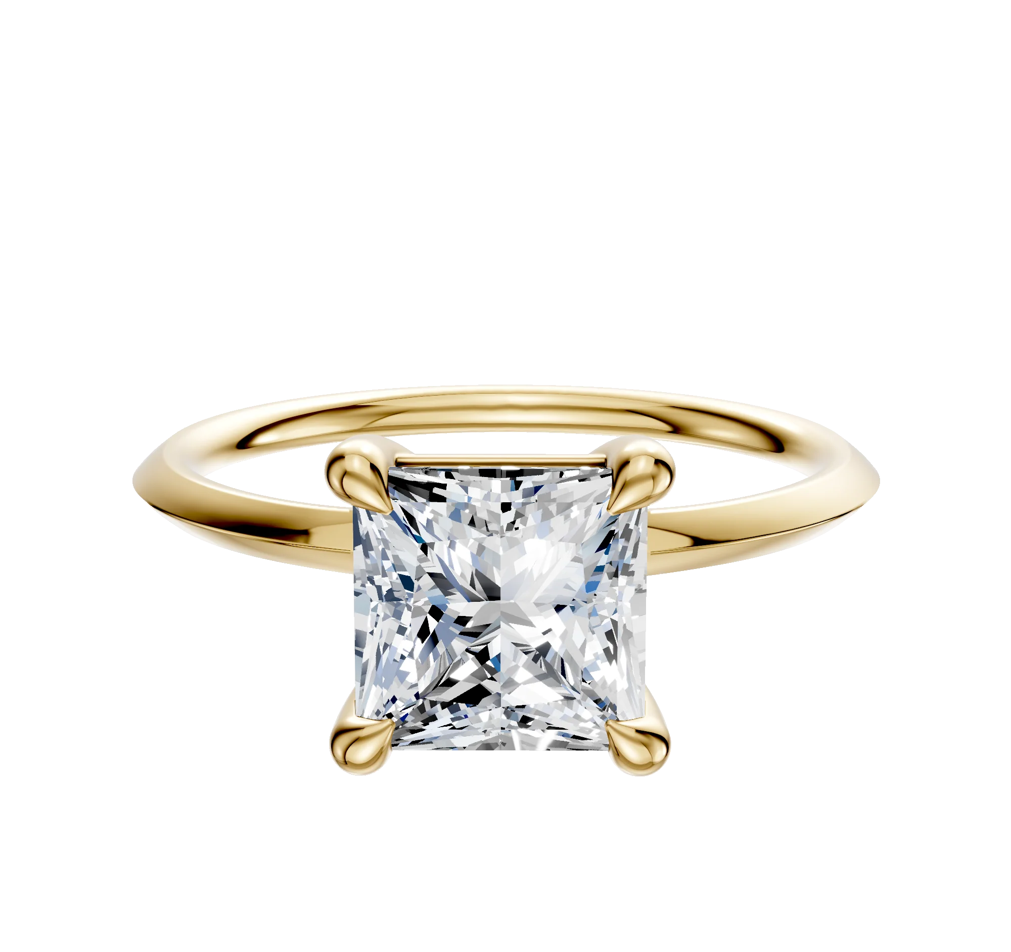 14K Yellow Gold 4 Prong Basket Classic Knife Edge 1.5mm Engagement Ring