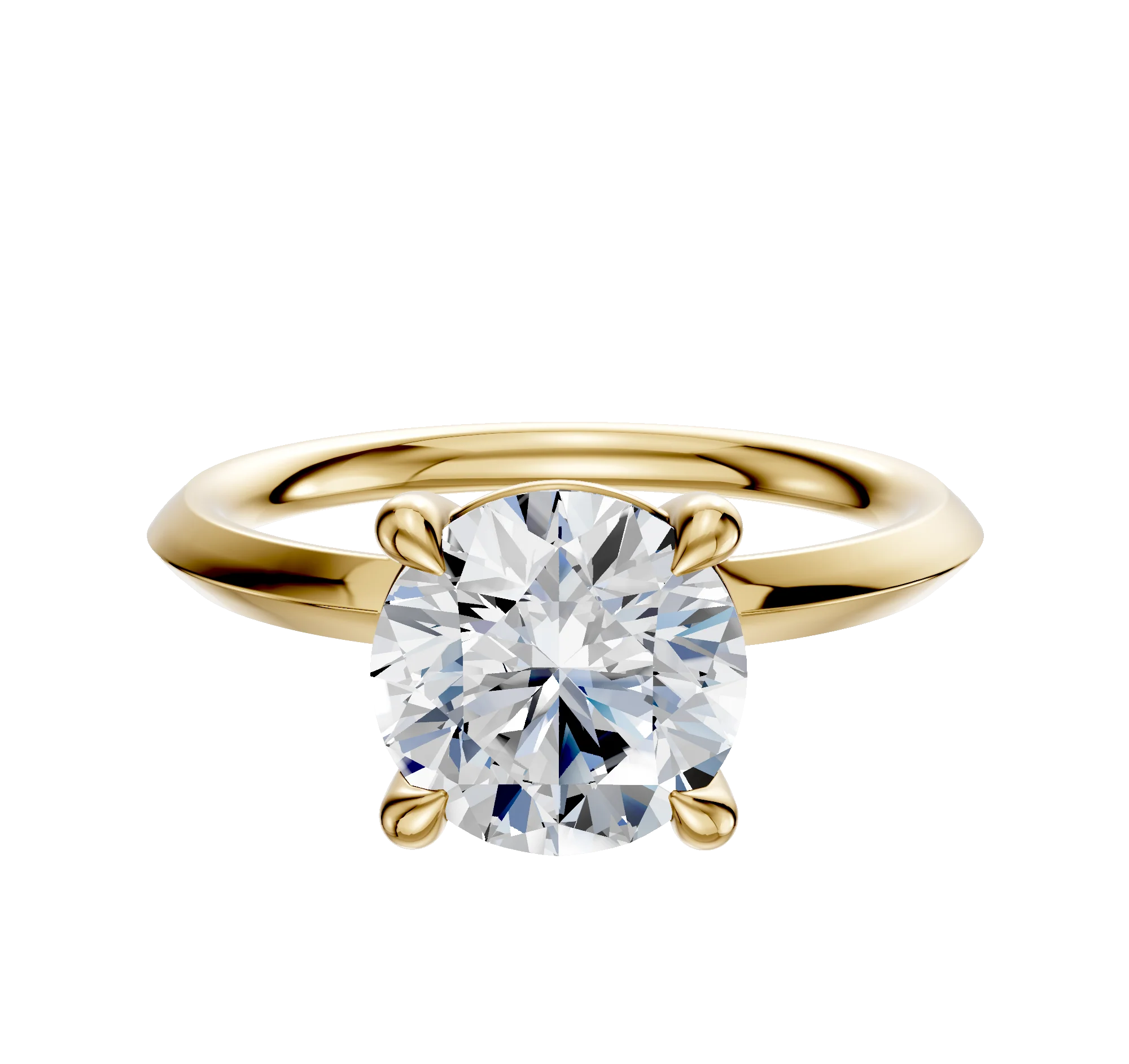14K Yellow Gold 4 Prong Basket Classic Knife Edge 2.0mm Engagement Ring