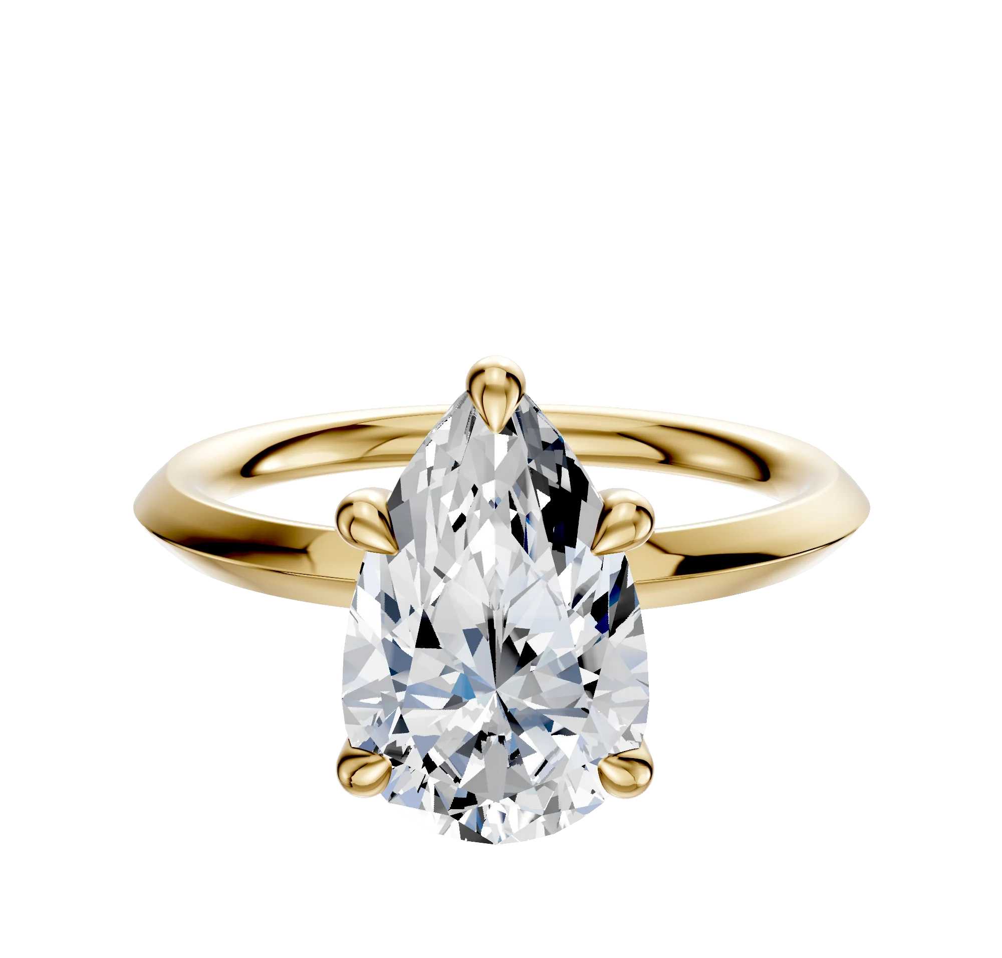 14K Yellow Gold 4 Prong Basket Classic Knife Edge 2.0mm Engagement Ring