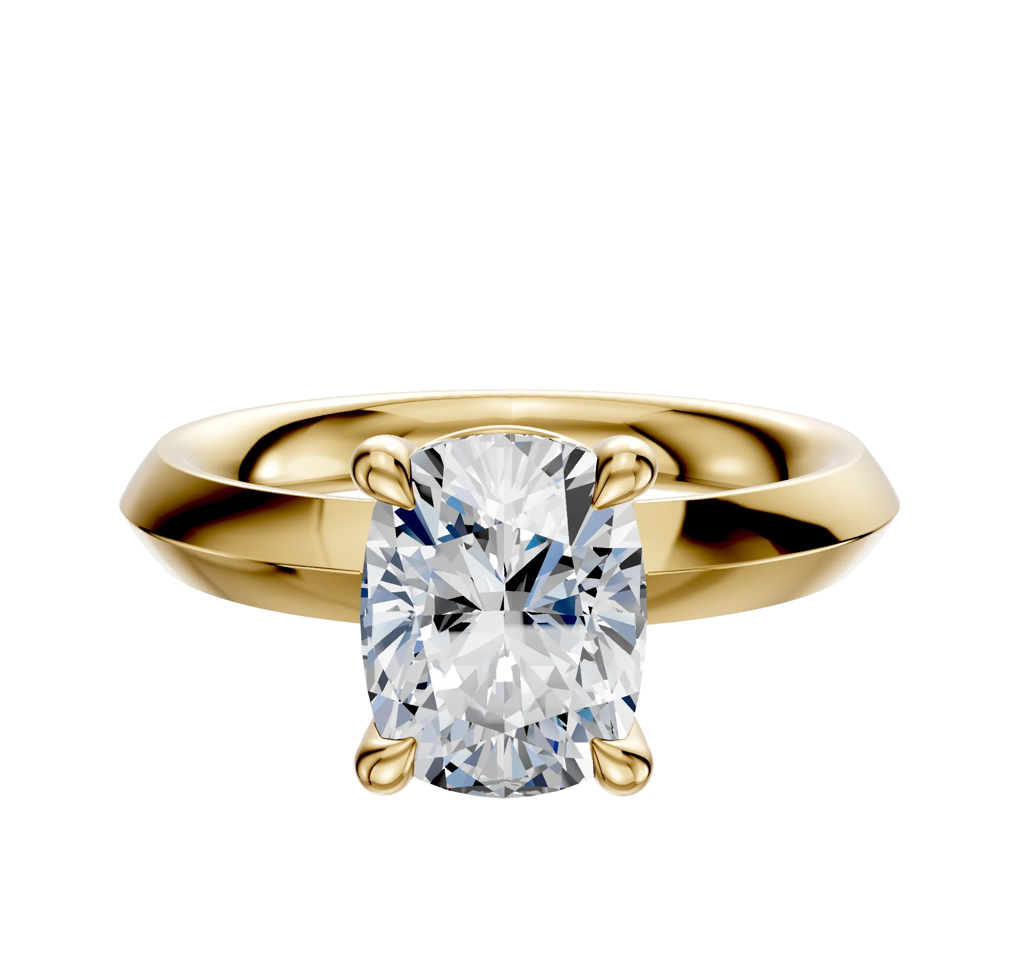14K Yellow Gold 4 Prong Basket Classic Knife Edge 3.0mm Engagement Ring