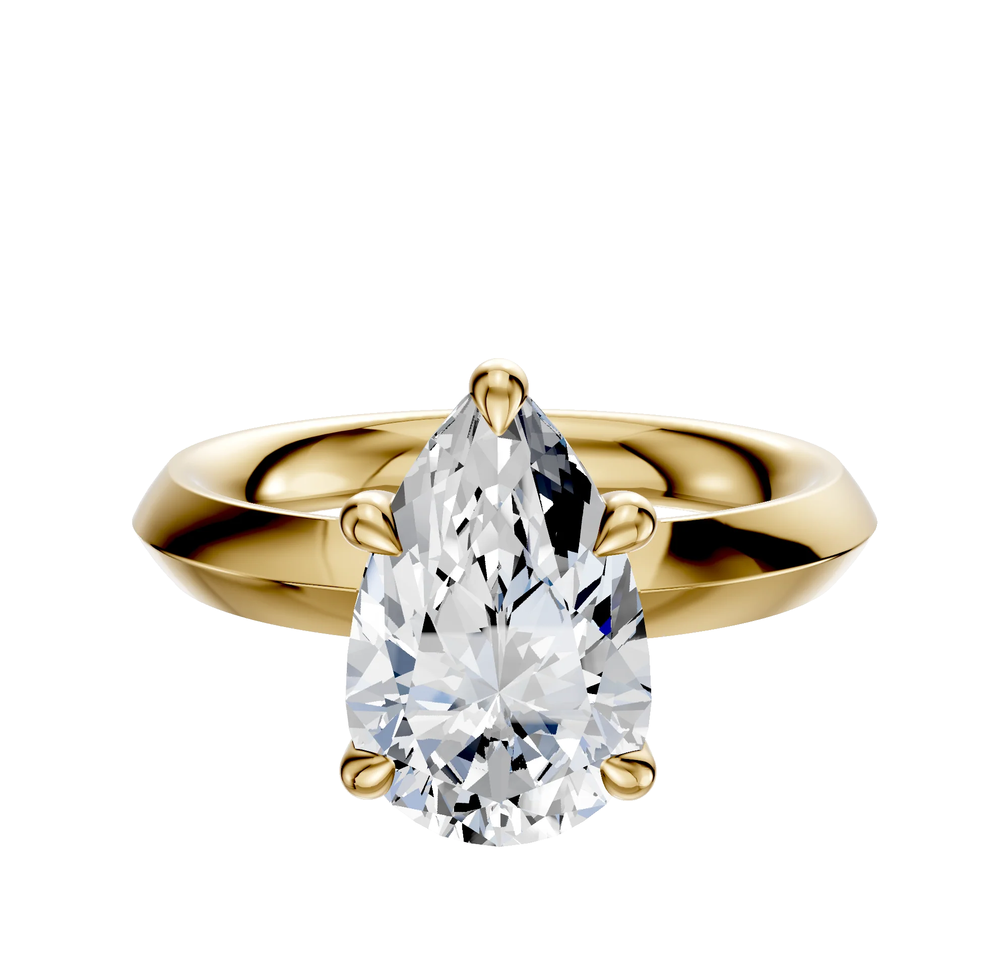 14K Yellow Gold 4 Prong Basket Classic Knife Edge 3.0mm Engagement Ring