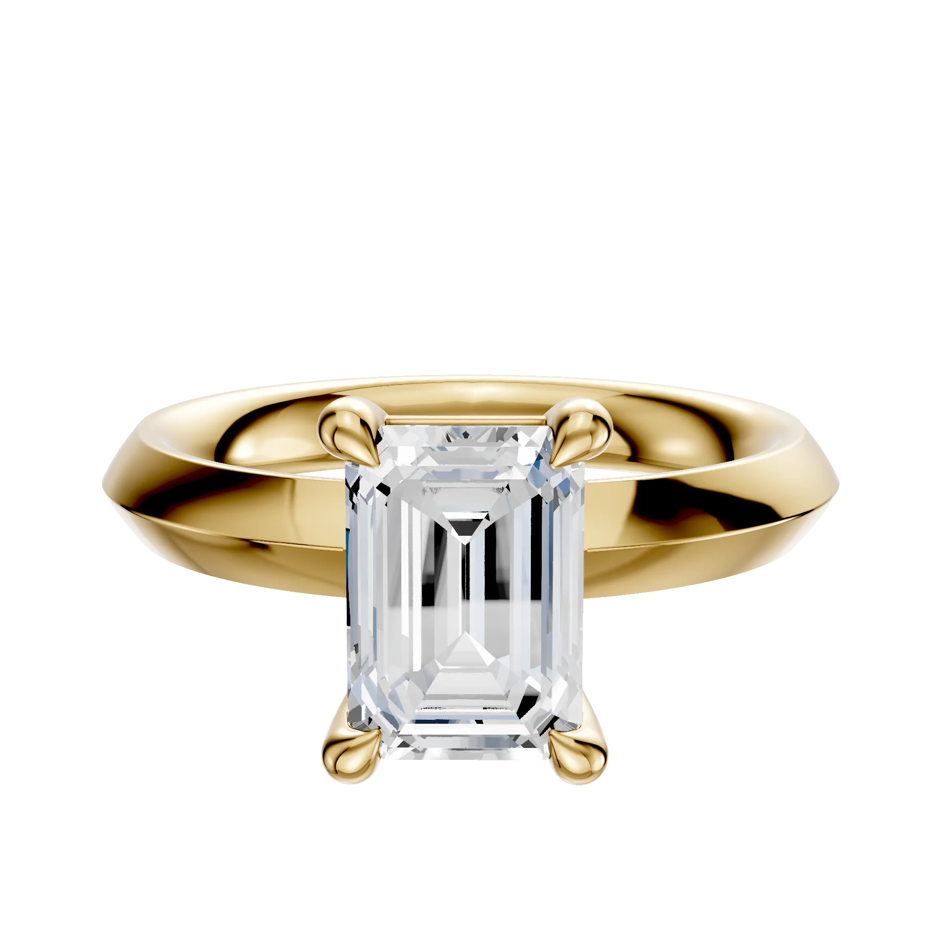 14K Yellow Gold 4 Prong Basket Classic Knife Edge 3.0mm Engagement Ring