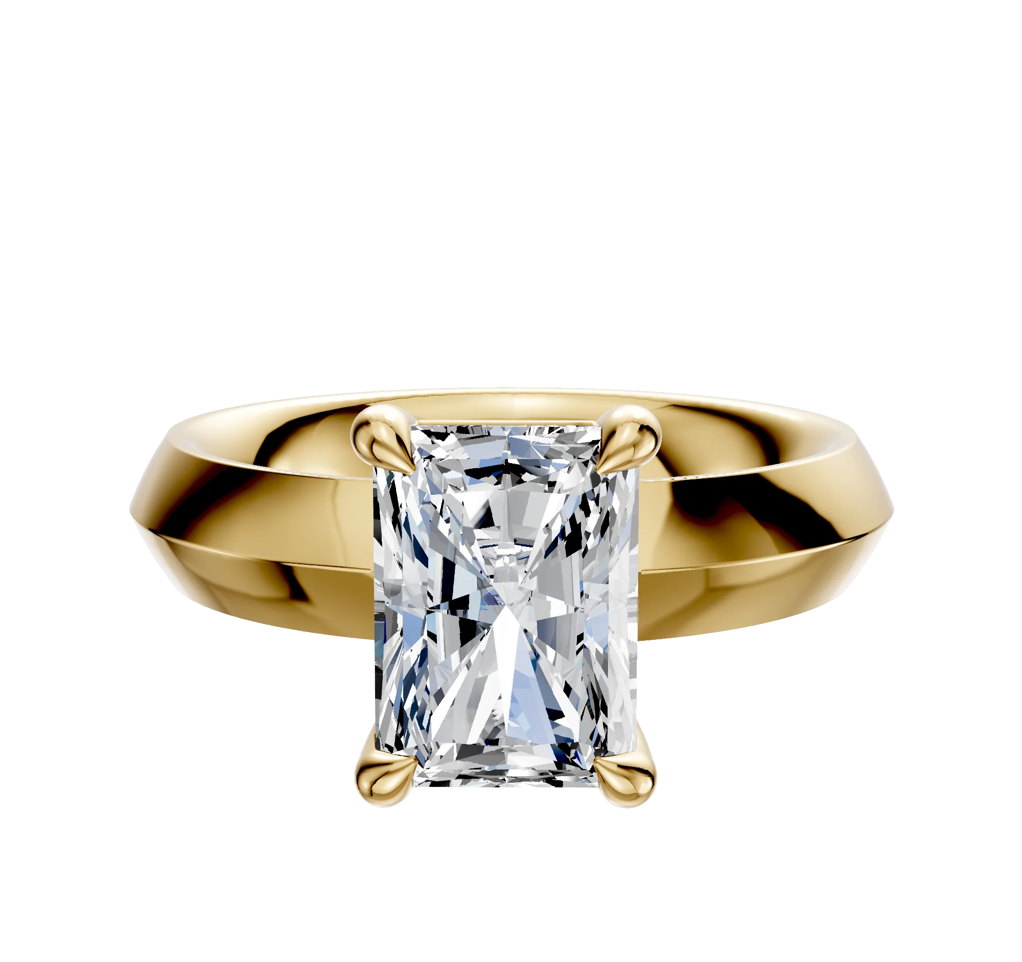 14K Yellow Gold 4 Prong Basket Classic Knife Edge 4.0mm Engagement Ring