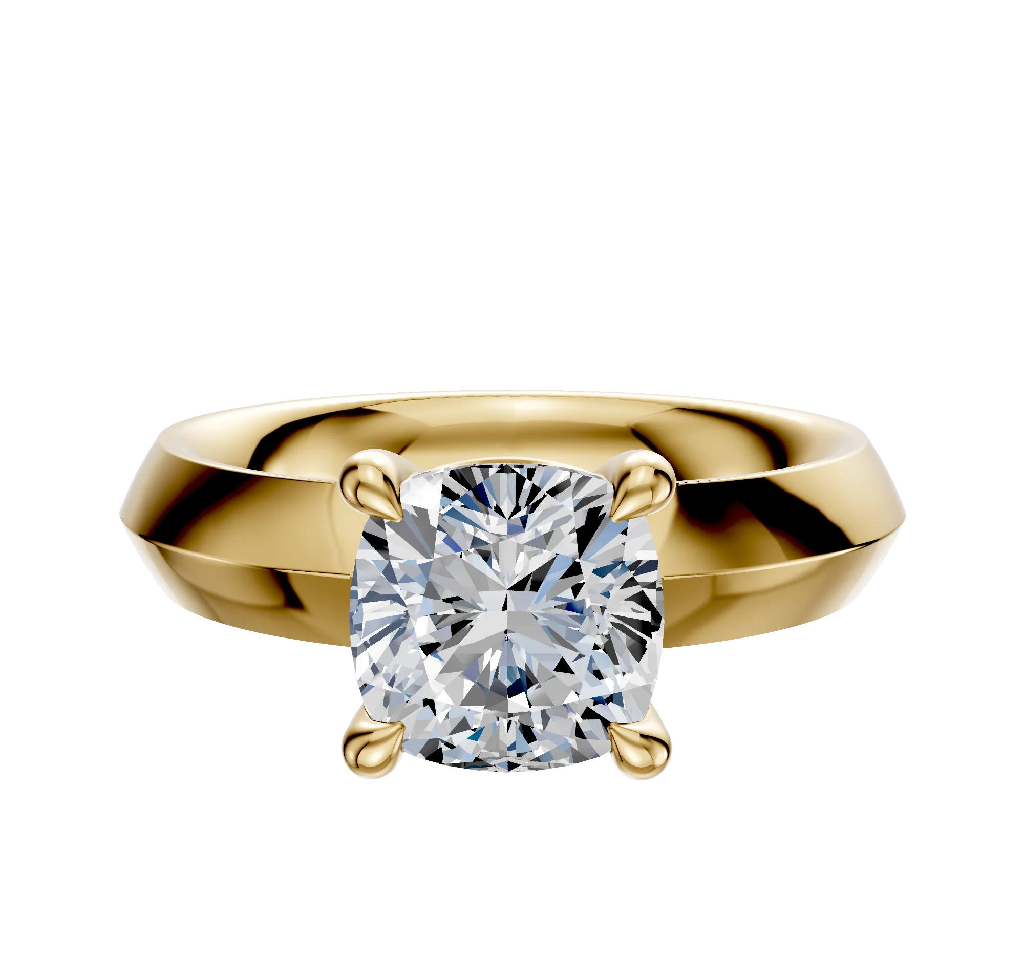 14K Yellow Gold 4 Prong Basket Classic Knife Edge 4.0mm Engagement Ring
