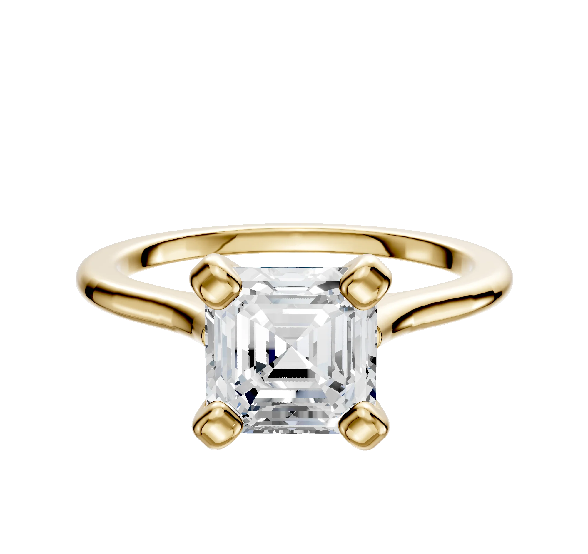 14K Yellow Gold 4 Prong Cathedral Dome 1.5mm Engagement Ring