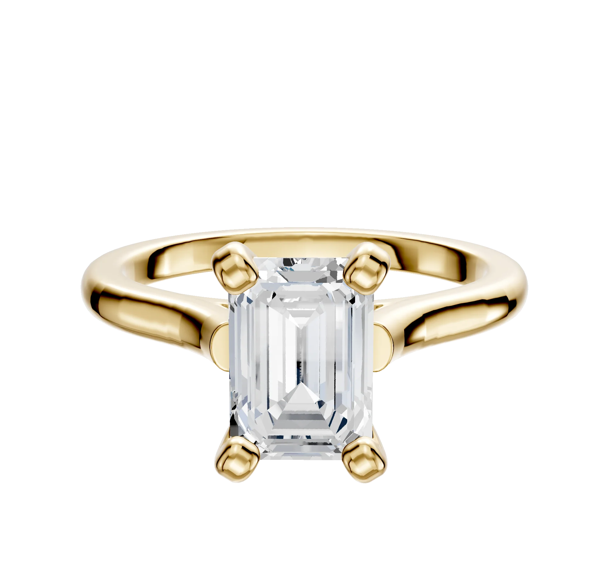 14K Yellow Gold 4 Prong Cathedral Dome 2.0mm Engagement Ring