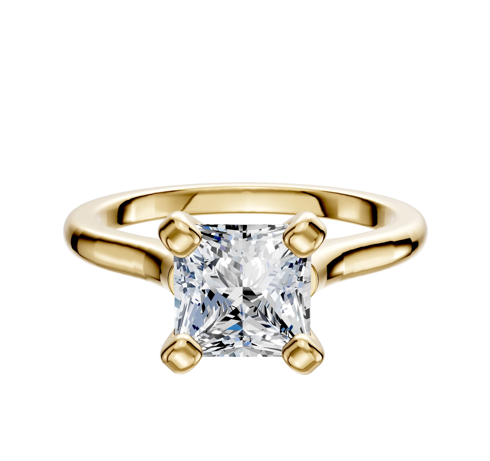 14K Yellow Gold 4 Prong Cathedral Dome 2.0mm Engagement Ring