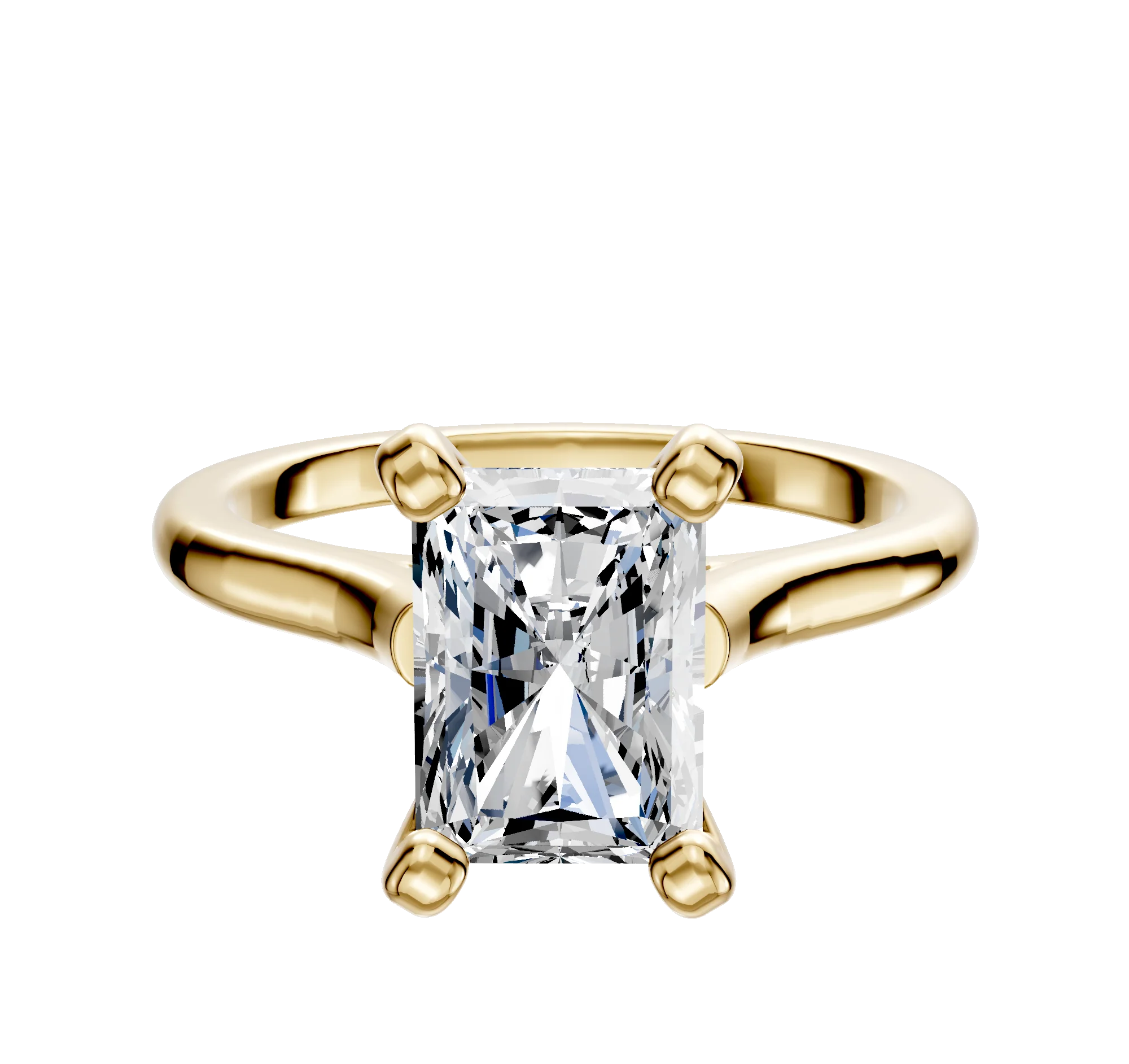 14K Yellow Gold 4 Prong Cathedral Dome 2.0mm Engagement Ring