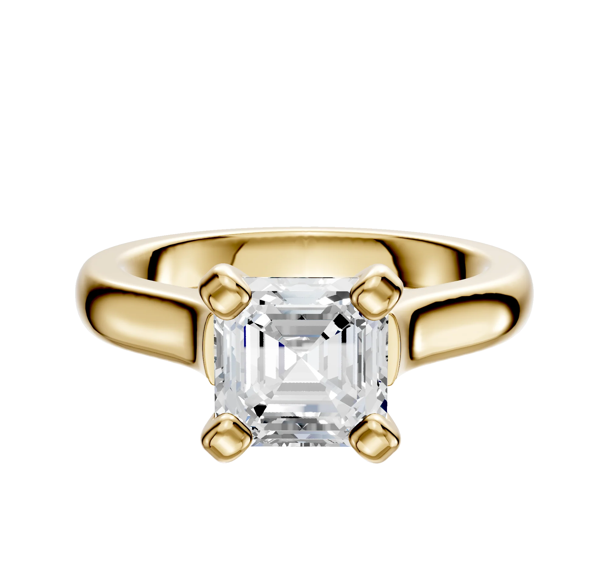 14K Yellow Gold 4 Prong Cathedral Dome 3.0mm Engagement Ring