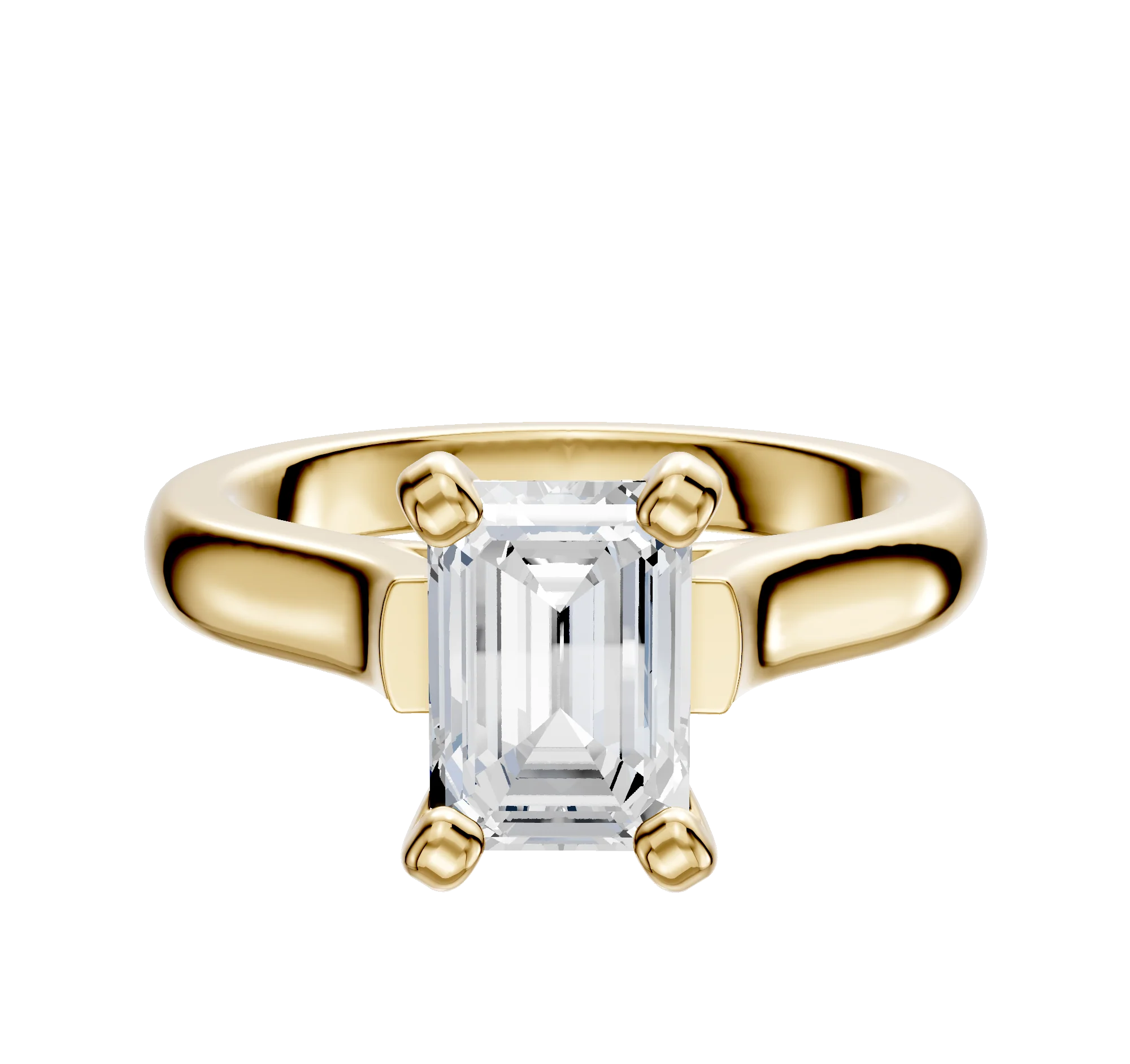 14K Yellow Gold 4 Prong Cathedral Dome 3.0mm Engagement Ring
