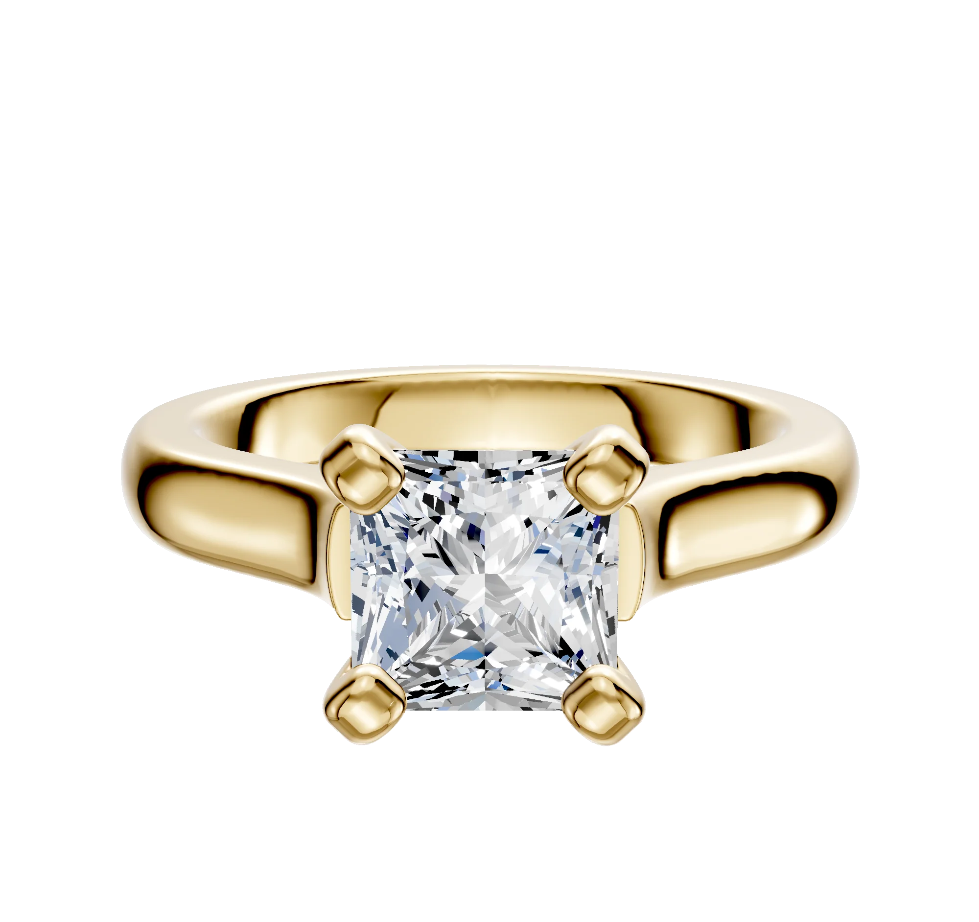 14K Yellow Gold 4 Prong Cathedral Dome 3.0mm Engagement Ring